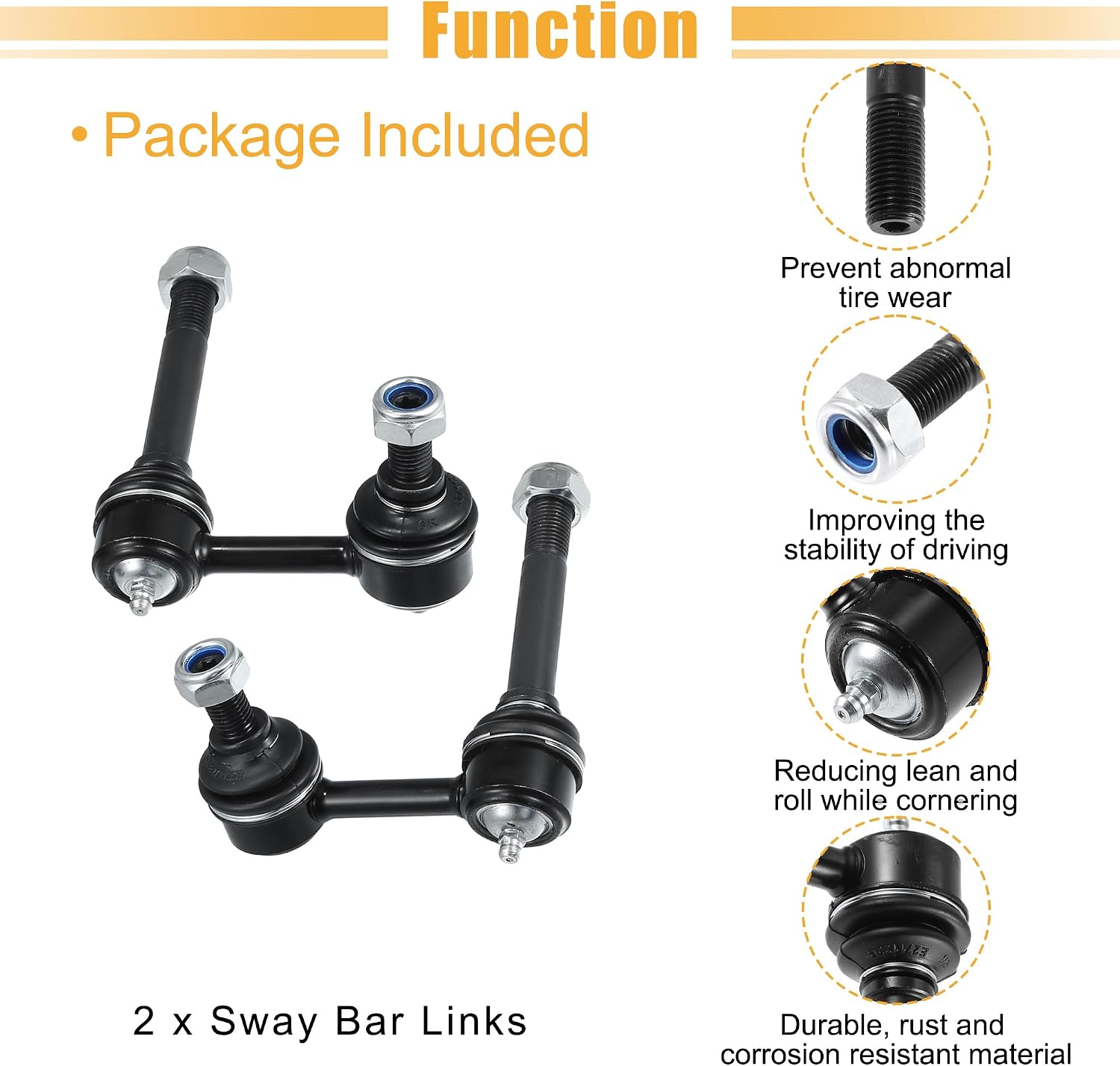 X AUTOHAUX 2pcs Front Sway Bar Links Kit K750193 K750194 Stabilizer End Link Replacement Suspension Kit for INFINITI EX37 G35 M56 Q50 Q70 for Nissan 370Z RWD