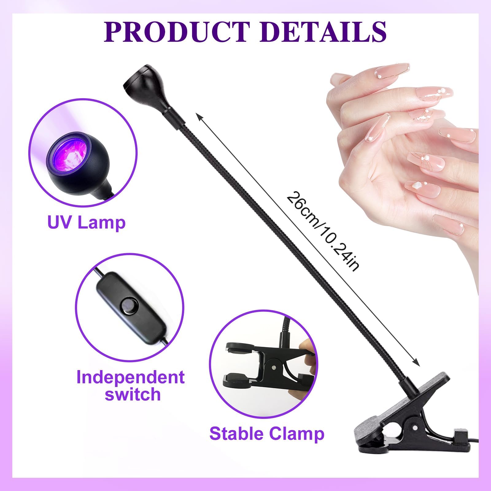 Soodyoow 3W Flash Cure Nail Lamp, UV Lamp Nail Dryer, Mini Nail Lamp, Mini UV Nail Lamp, UV Lamps for Gel Nails Nail Lamp - Image 3