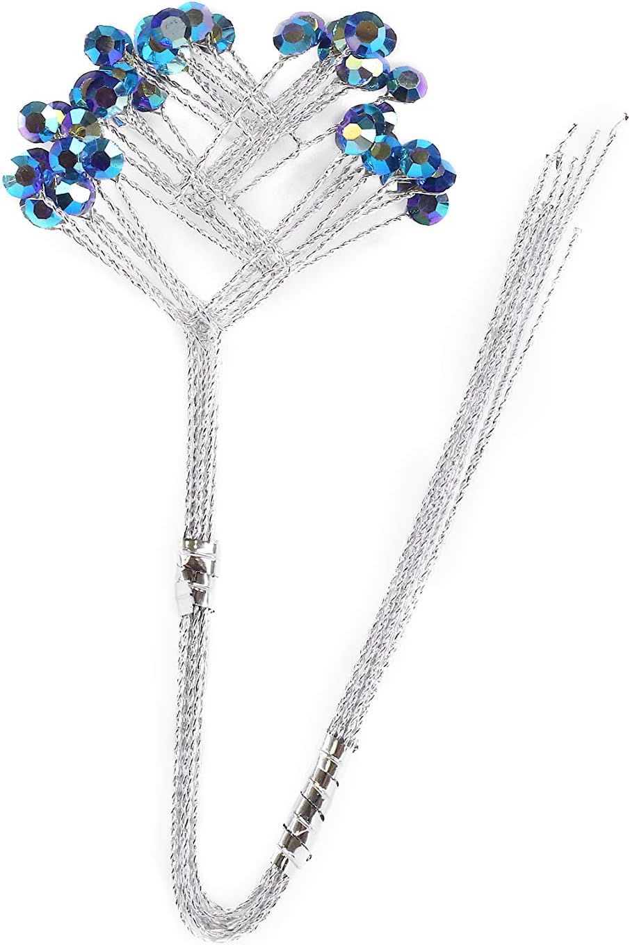 Reliant Ribbon Floral Accessories - Rhinestone Quintet 5in X 2-1/2in Rd, Blue Iridescent, Miscellaneous, 12 Pieces