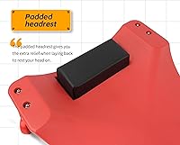 Vista 5 de MaxWorks 50874 carretilla de garaje con ruedas de plástico de 40 pulgadas con apoyacabezas acolchado y dos charolas para herramientas, 300 libras