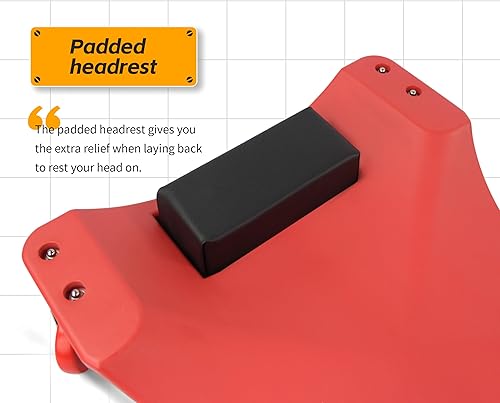 Miniatura 5 de MAXWORKS 50874 - Enredadera de plástico de 40 pulgadas con reposacabezas acolchado y bandejas de herramientas dobles, 300 libras