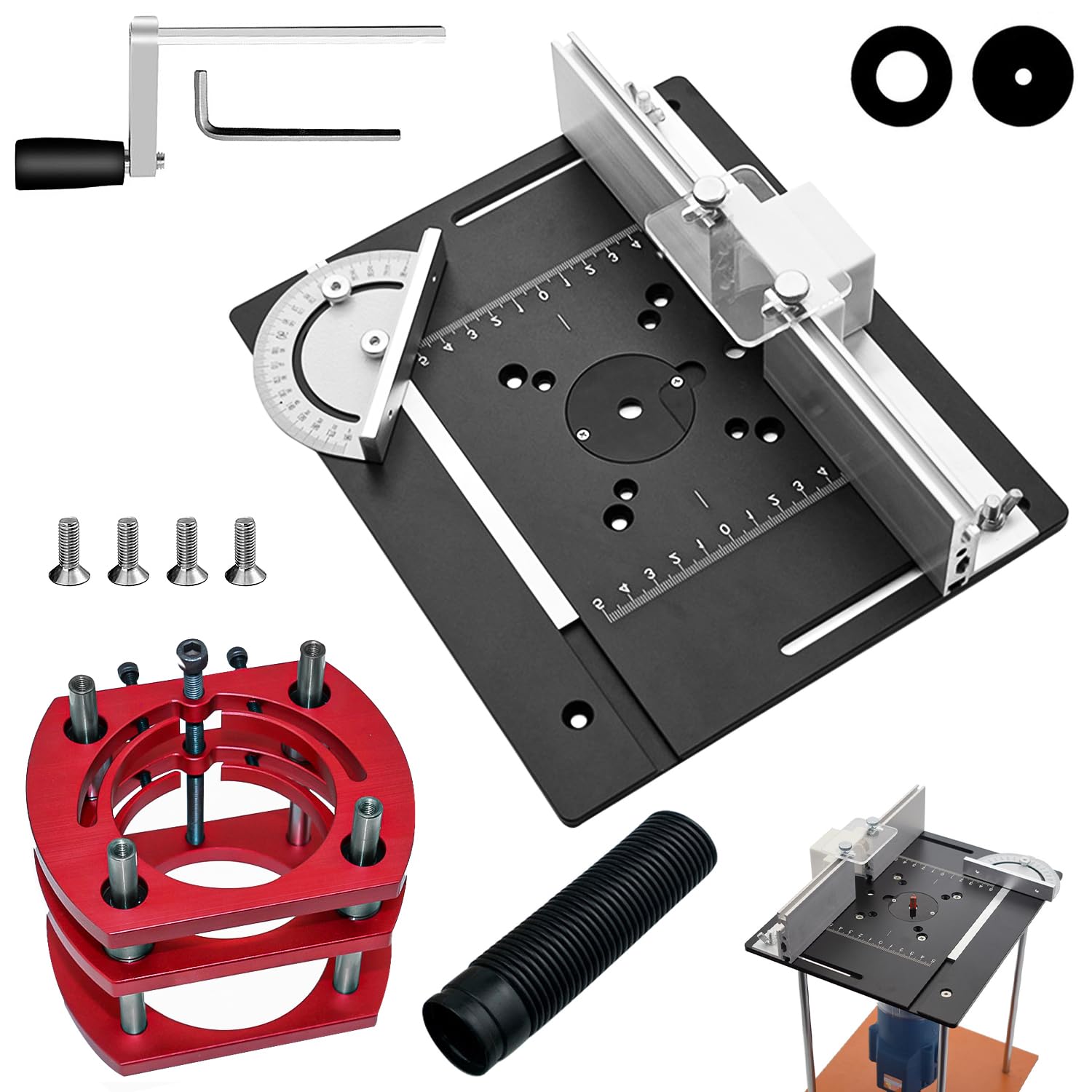 Set di Piastra Fresatrice Da Banco in Alluminio, Piastre per Fresatura con Router Lift, Accessori per Fresatrice per La Lavorazione Del Legno