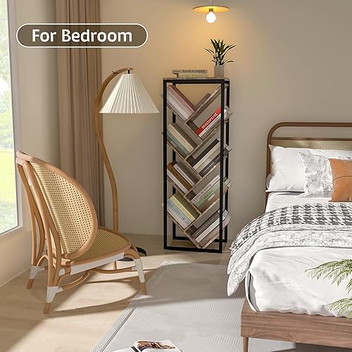 Miniatura 39 de Estantería de árbol – Estantería de árbol de 9 niveles para libros de tapa dura, estantería pequeña para espacios pequeños, estantes organizadores