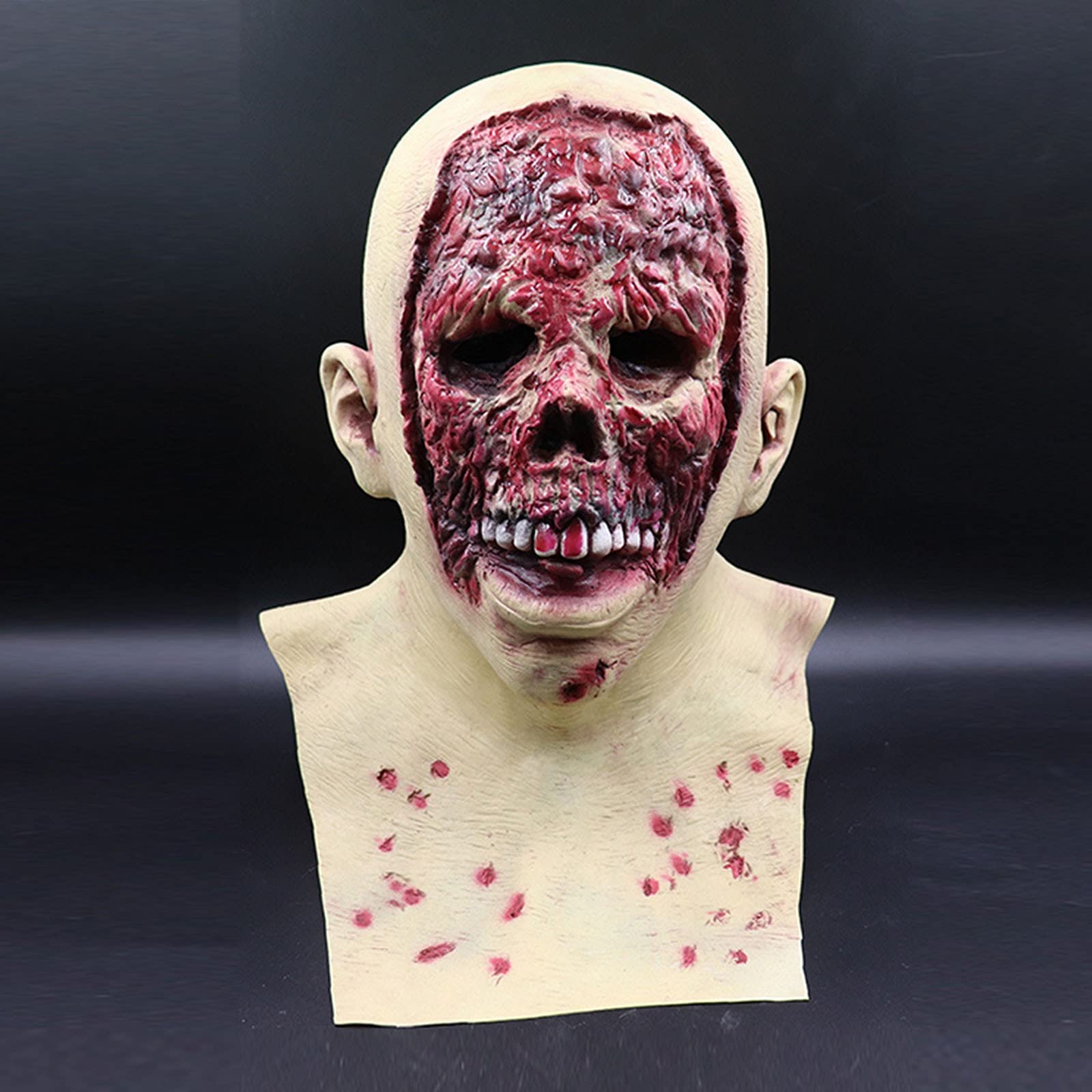 Masque Halloween Effrayant En Latex - Réaliste Homme Sourire Démon - Taille Unique - Blanc - Pour Fête, Cosplay, Maison Hantée - 3