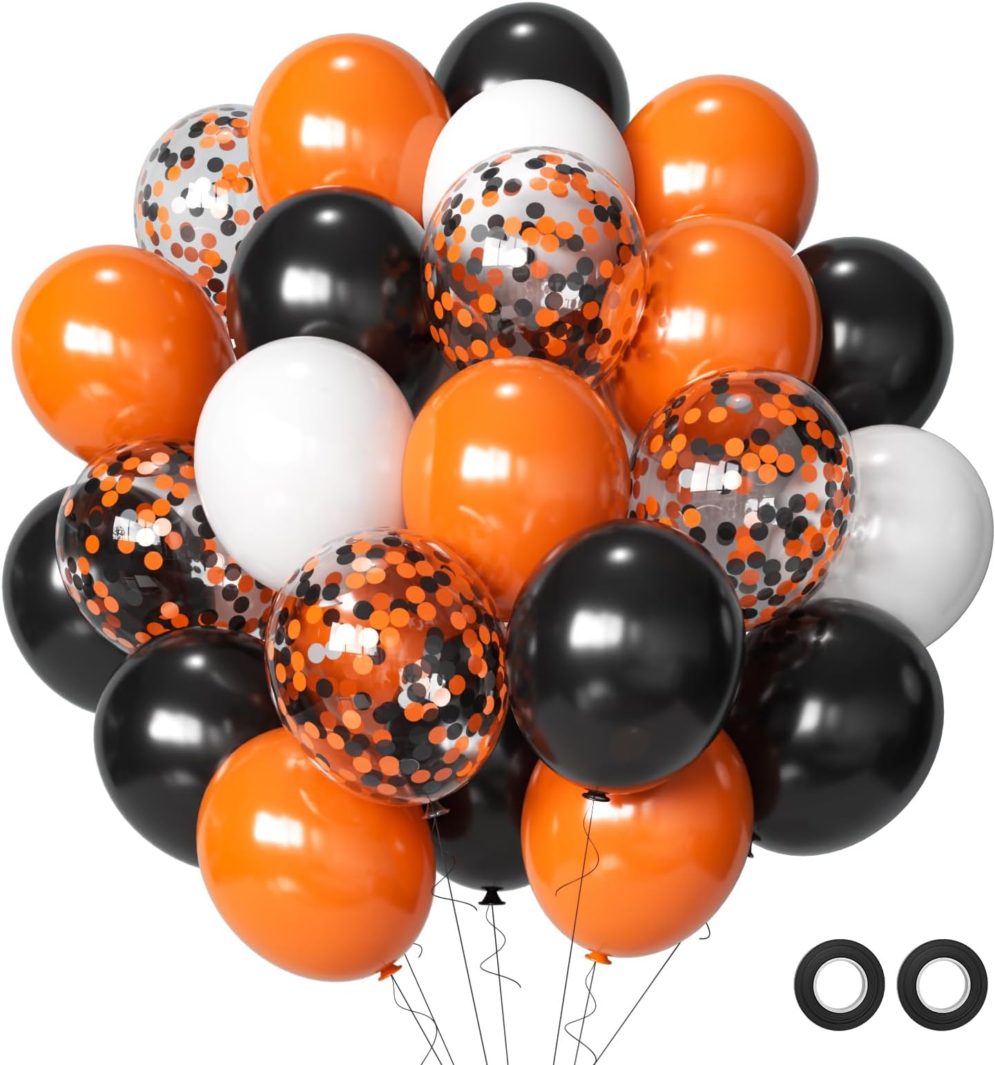 Aiwolf Halloween Balloons Black Orange Balloons Set, 55Pcs 12inch Black White Orange Confetti Latex Balloons Halloween Balloons for Halloween Celebration Party Bar Anniversary Graduation Decoration