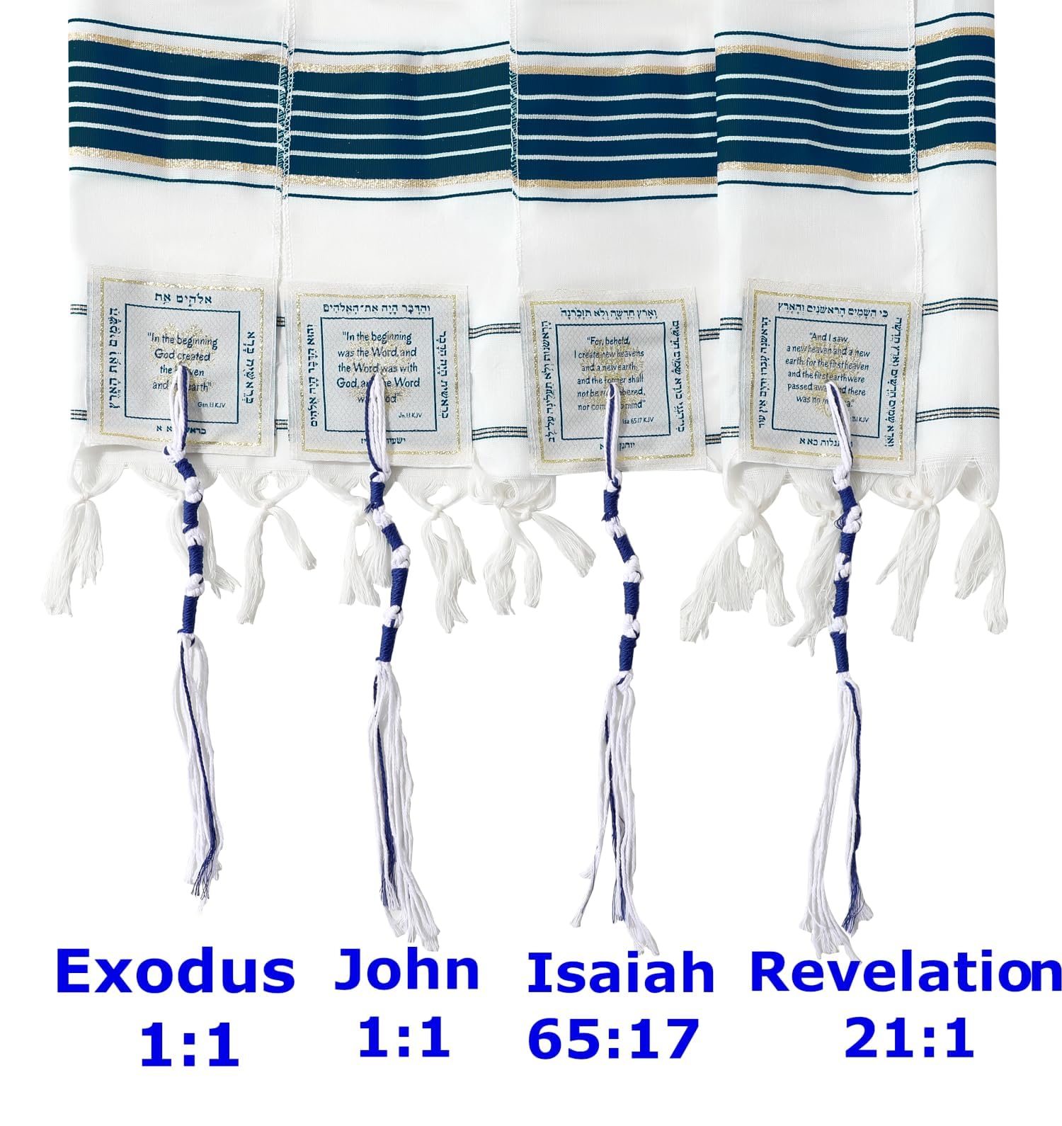 Holy Land Market Innestato IN - Scialle di preghiera cristiana messianica/scialle di preghiera Tallit - Talit creazione e restauro, Navy, 72 x 22 Inches