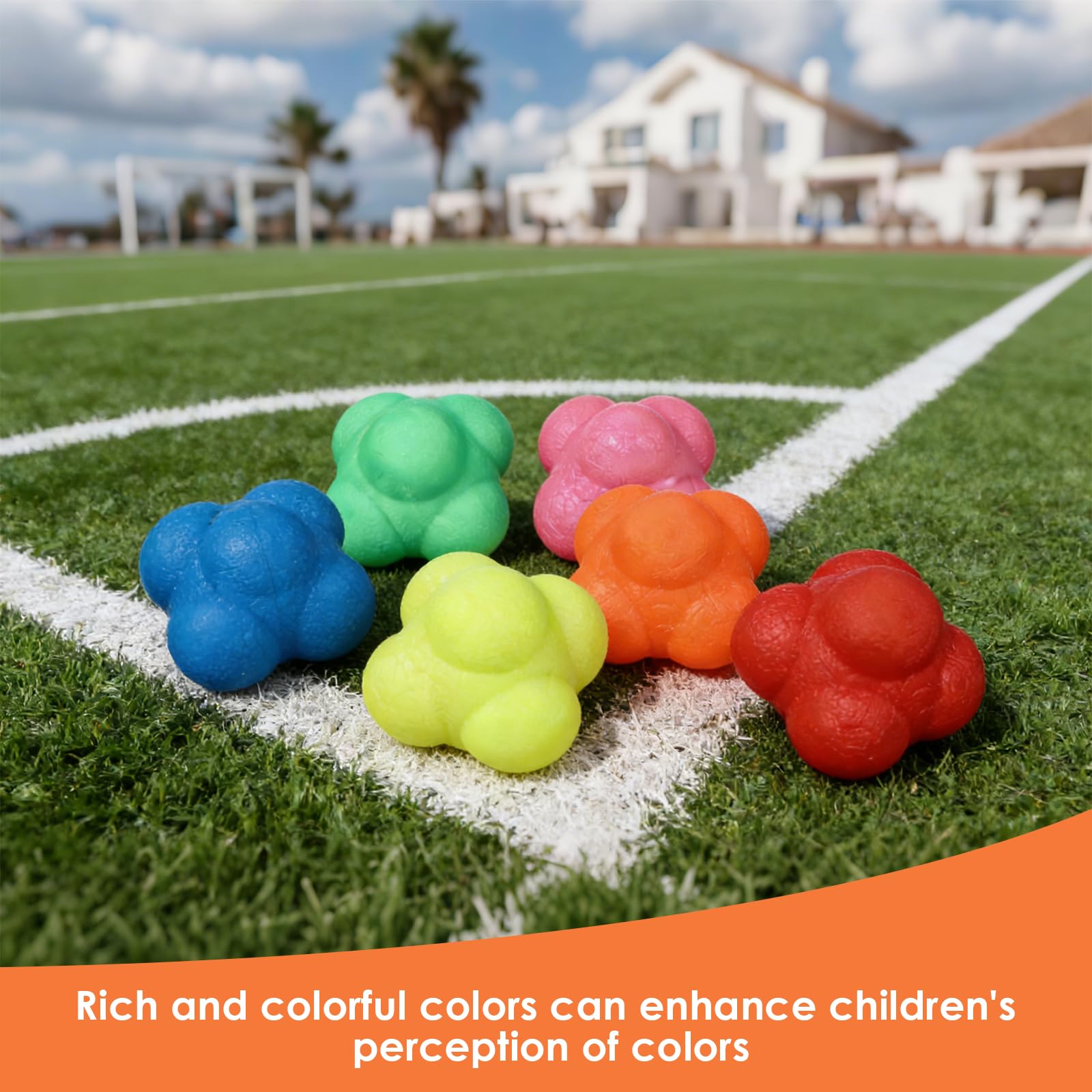 Jeu de 6 Balles de Réaction Hexagonales en Silicone, pour l'Entraînement à l'Agilité, la Coordination Mains-Œil et Les Réflexes, Exercice de Fitness pour Le Sport à Domicile et en Extérieur - 5