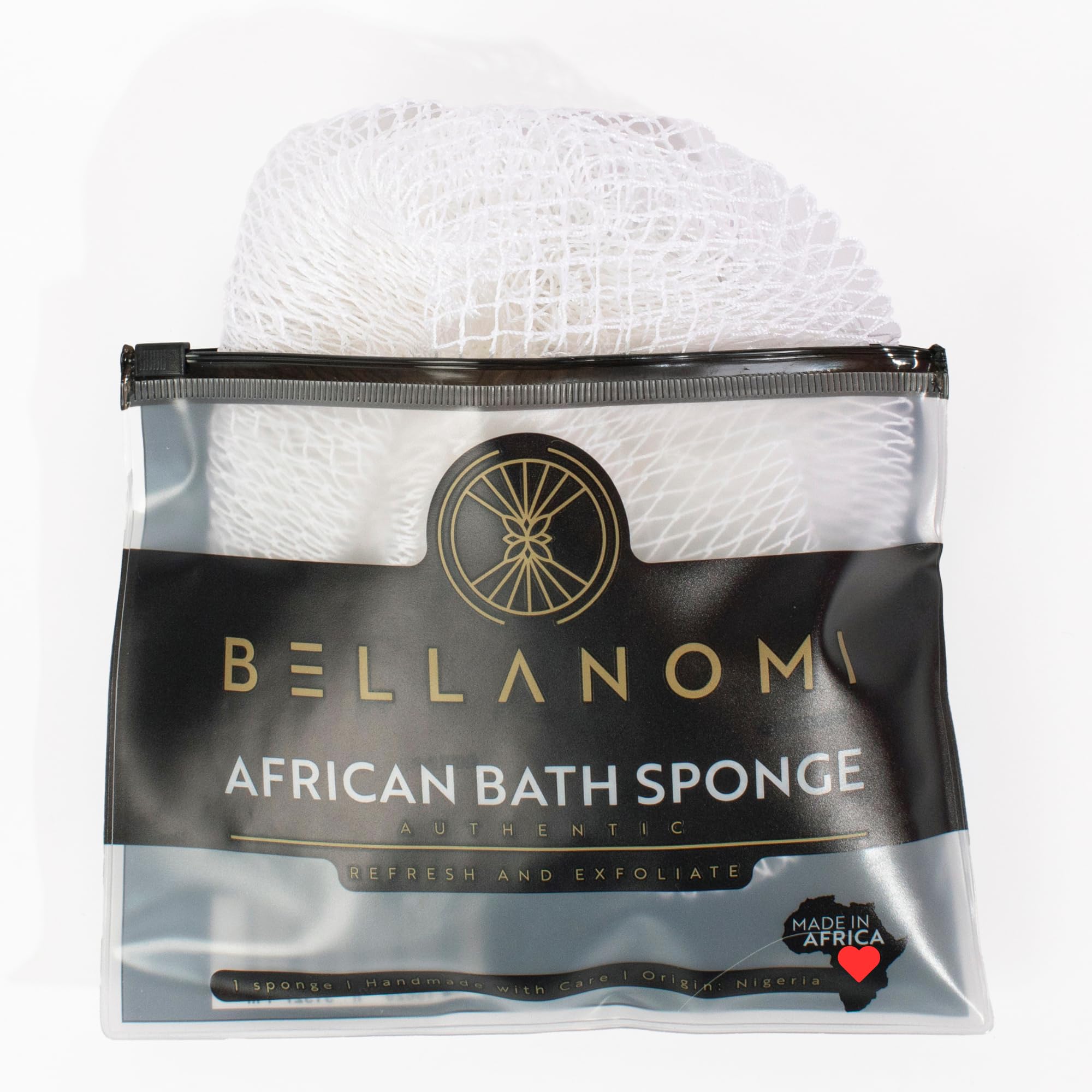 BELLANOMI African Exfoliating Net Sponge, Authentic, Ethically sourced from Nigeria, 45 inches Long, Back Scrubber for Daily use (White)
