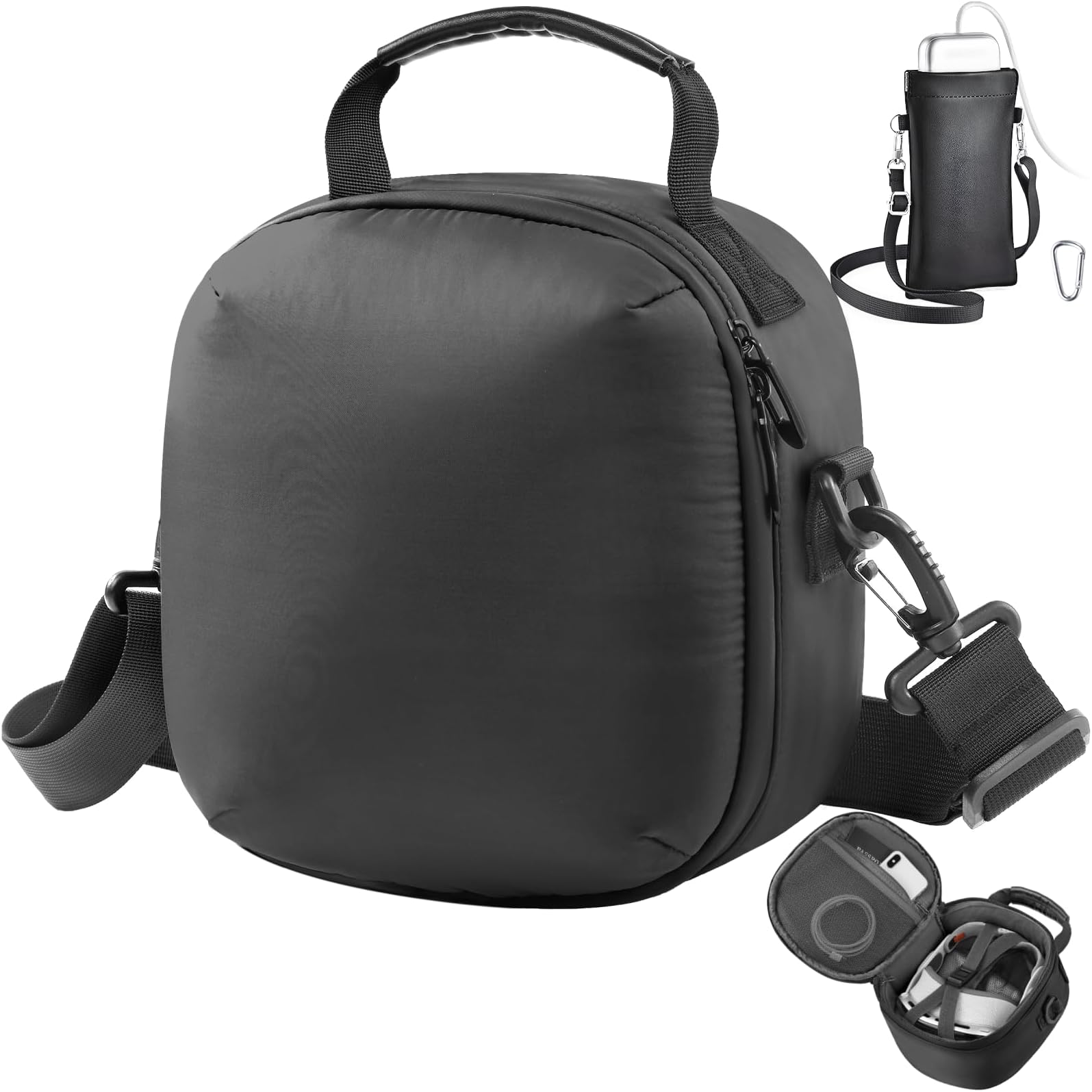 FOREGOER Pouch Designed for Apple Vision Pro Full Protection Portable Travel Case and Storage with Battery Holder - Black