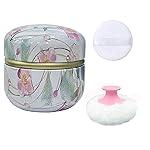 Qopoto Body Powder Puff and Container for Dusting Powder, Women Powder Puff and Powder Case for Bath and Travel (Wild Flower)