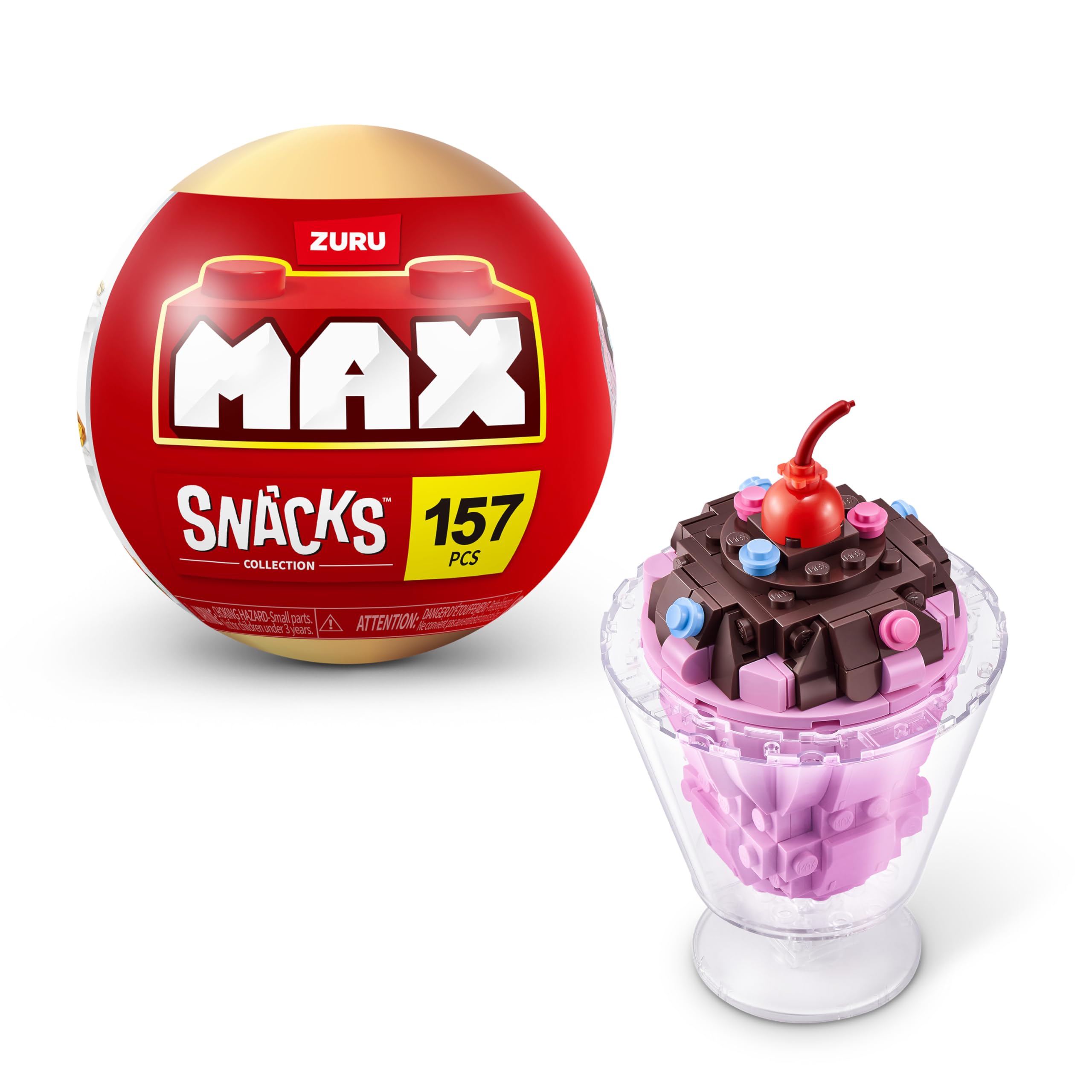 MAX Premium Snacks Building Bricks (Ice Cream) Novelty Unboxing Toy Collectible Mini's by ZURU, Ice Cream, 1 Capsule