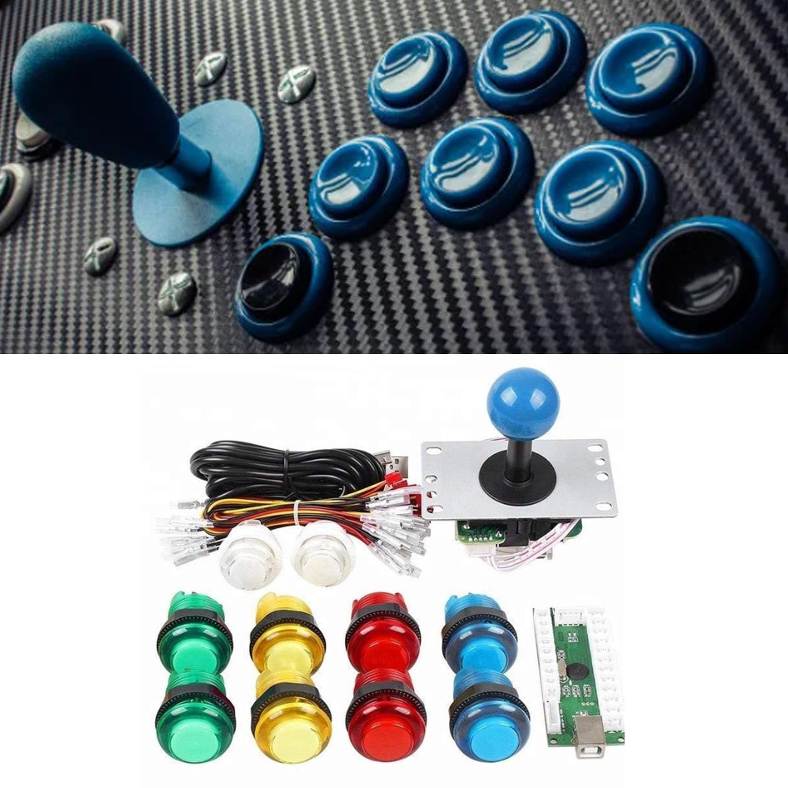 DIY zestaw joysticka arkadowego Joystick płytkowy 5P USB PC Joystick podświetlane przyciski kontroler gier arkadowych