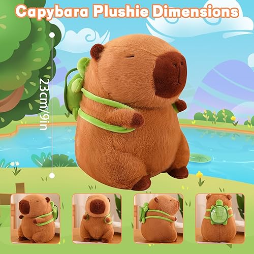 Miniatura 5 de Emoin Capybara - Juguete de peluche con almohada de 9 pulgadas con bolsa de tortuga, bonito peluche Capybara de animales de peluche, color marrón