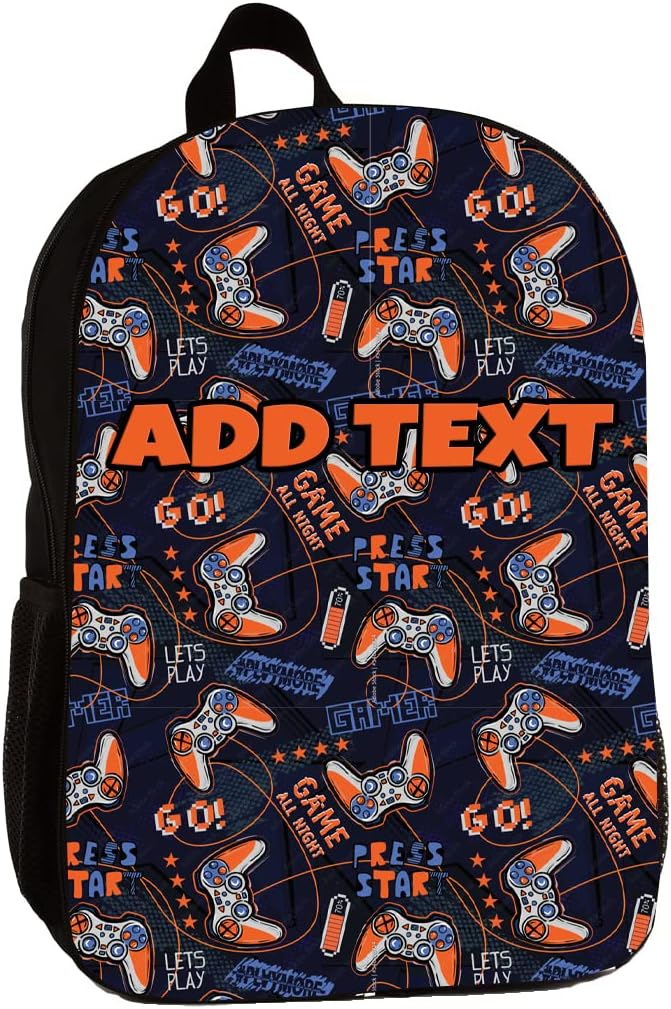 KishKesh Personalization Personalized Gamer Backpack 16" inch Add Name or Text.