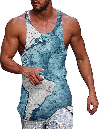 Camiseta de punto con cuello alto falso para hombre para verano surf playa talla grande casual transpirable sin mangas holgada estampado completo disponible en Yaxa Guatemala