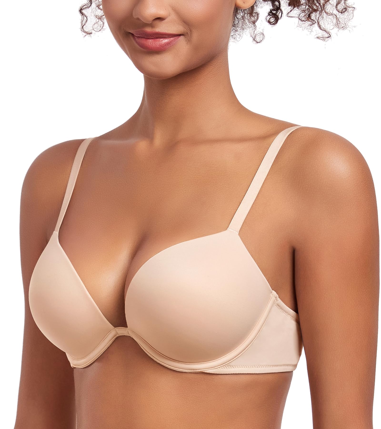 Lemorosy Reggiseno push-up imbottito da donna con profondo scollo a V e ferretto, 2 coppe