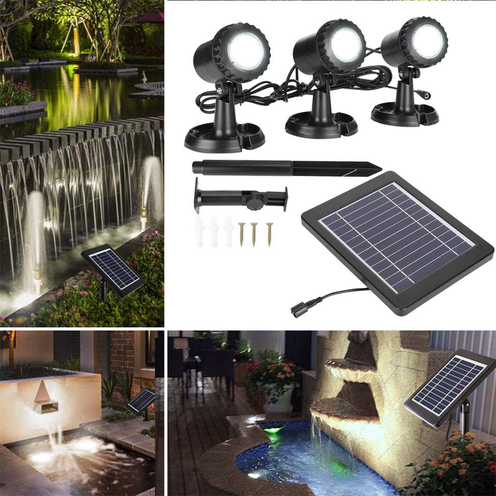 Wasserdichte Unterwasserleuchte Solarenergie Unterwasserlampe, IP65 wasserdichte Leuchtköpfe, energiesparendes Design für Pools, Teiche und Wassergärten, Außenbereich