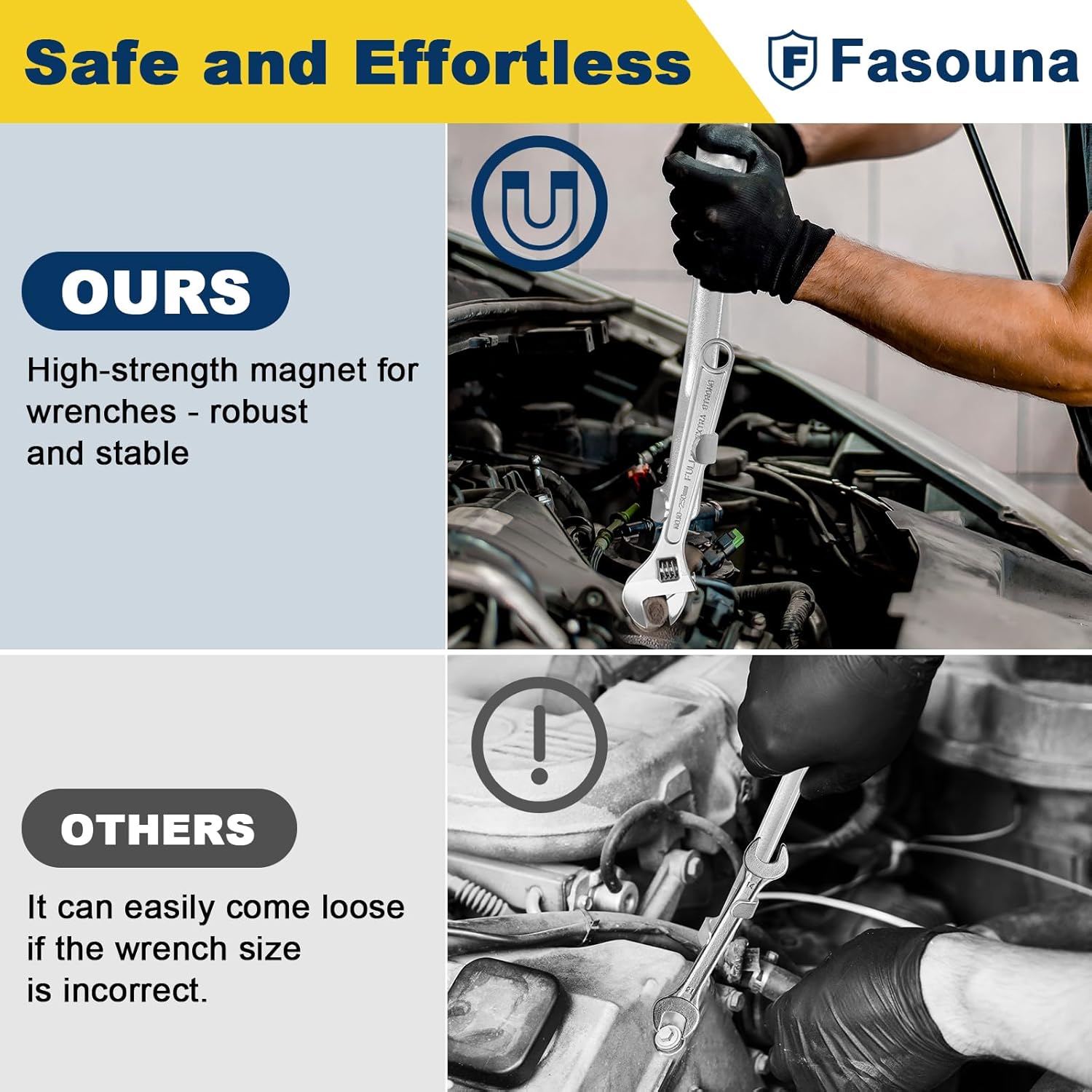 Fasouna UPGRADED Wrench Extender Tool Bar with Magnet - Universal Offset Wrench Extension with 1/2 Inch Drive & 21mm for Torque Adapter, Garage Repair, Automotive, Stubborn Screws