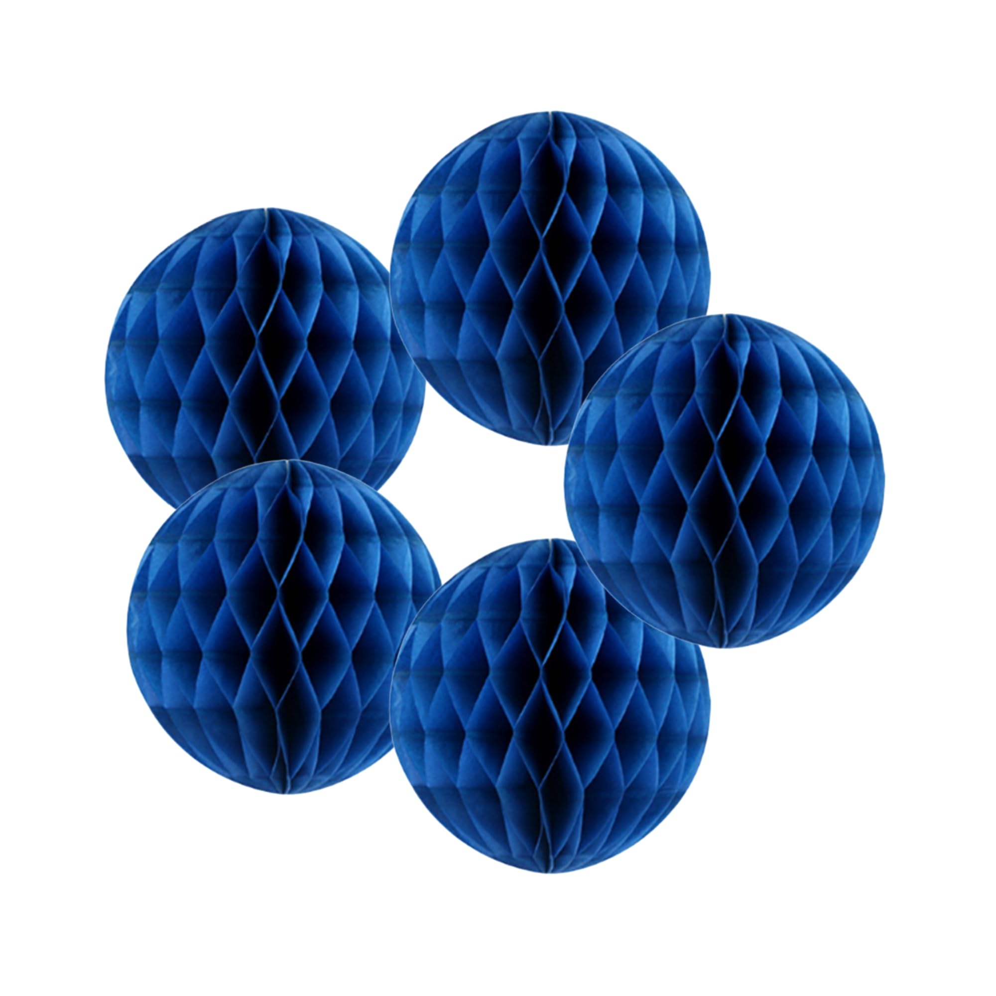 Royal Blue Honeycomb Paper Balls (Pack of 5) Tissue Flower Pom Poms Baby Shower Birthday Wedding Party Decorations (5 Pcs - 10" (25cm))