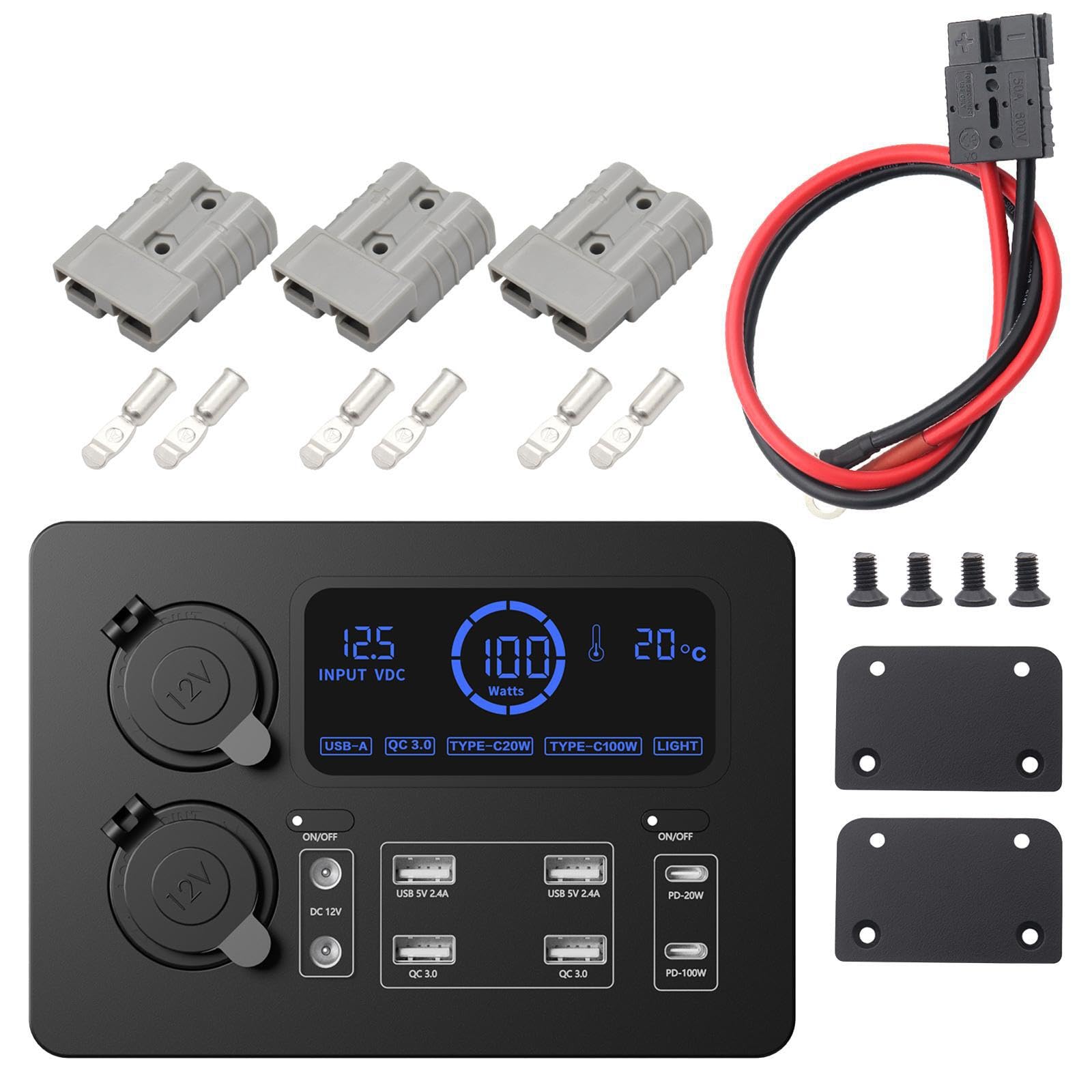 Scatole di alimentazione USB da 12 V, mini caricatore compatto multipresa, prolunga per viaggi, camper e veicoli, per piccoli spazi o camper. La, Con accessori, 16.6x11.7x5.7 cm