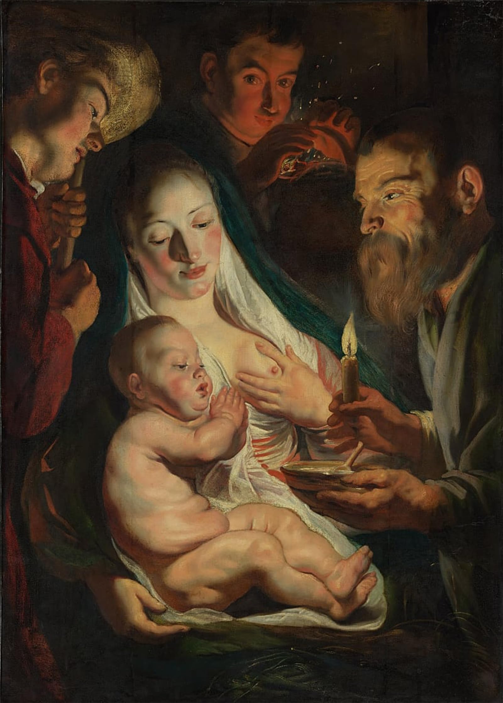 POSTERIIk Famous Modern Artwork Art Mural the Holy Family with Shepherds by Jacob Jordaens Oil Paintings Pictures for Home Decor 60x90cm