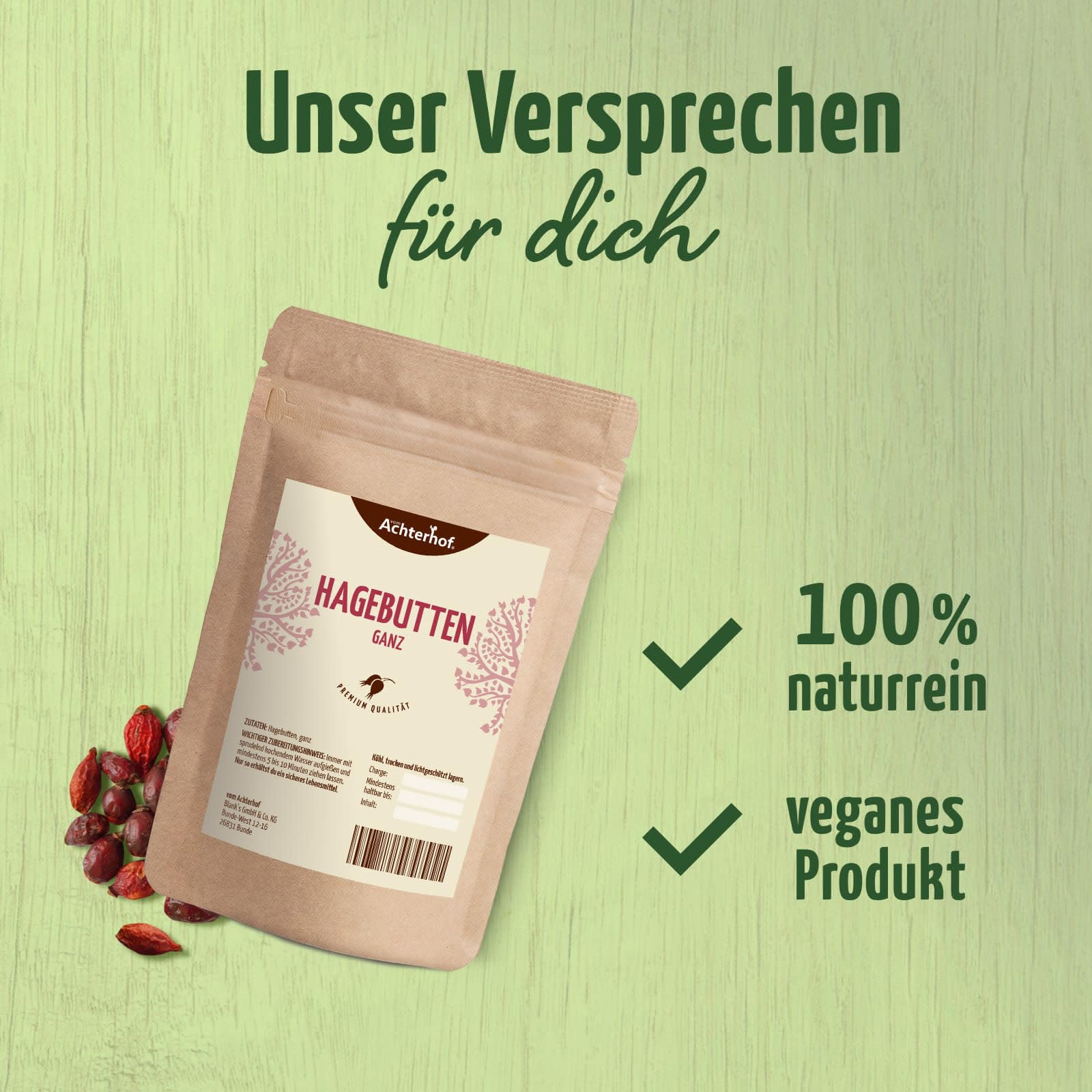 Hagebutten ganz getrocknet 10kg | naturreine, ganze Hagebutten ohne Zusatzstoffe | ideal zur Herstellung von Marmelade und Tee | auch für Pferde und Hunde geeignet | vom Achterhof