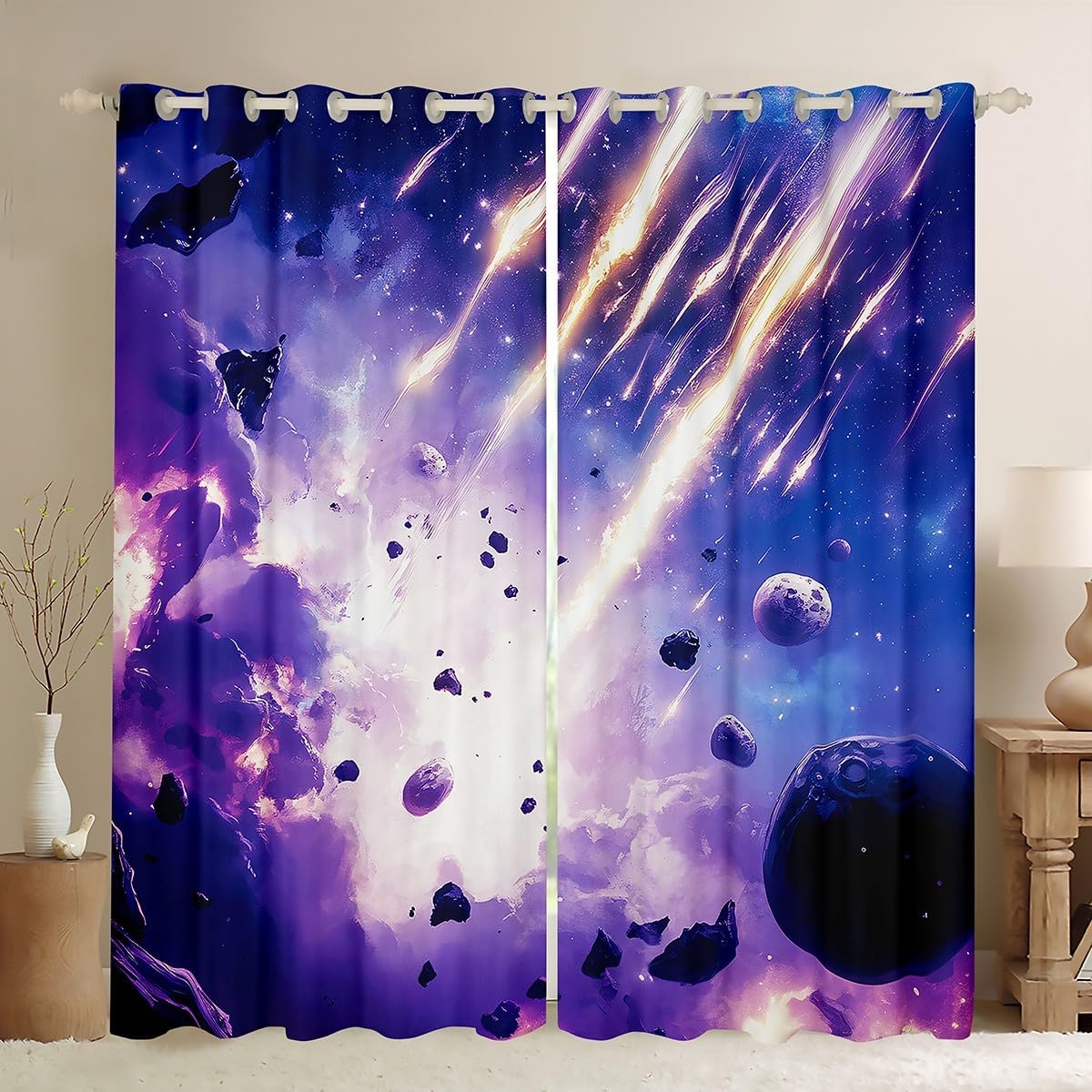Feelyou Kids Japanese Style Window Curtains Japanese Ukiyoe Blackout Curtains Exotic Darkening Drapes Boys Girls Fuji Mountain Teens Window Treatments Bedroom Decor (2 Panels, 52 x 63 Inch)