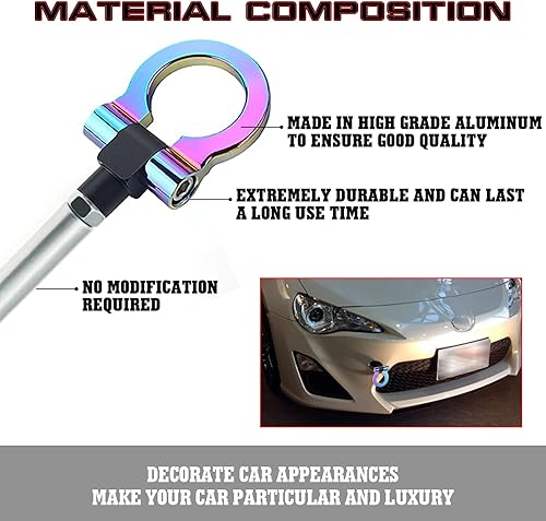 Miniatura 5 de x xotic tech JDM Sport Track Racing Style CNC Aluminio atornillable Gancho de remolque delantero trasero parachoques compatible con Scion FR-S o