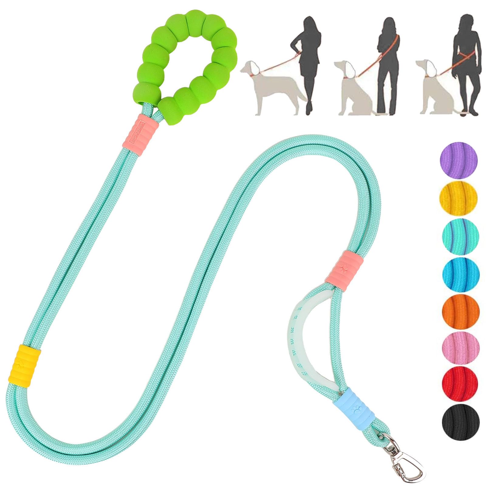 JSXD Dog Leash,5 FT Heavy Duty Dog Training Leash,Double Handle Comfortable Padded Hands Free Dog Leash,Adjustable Crossbody Waist Leash for Small