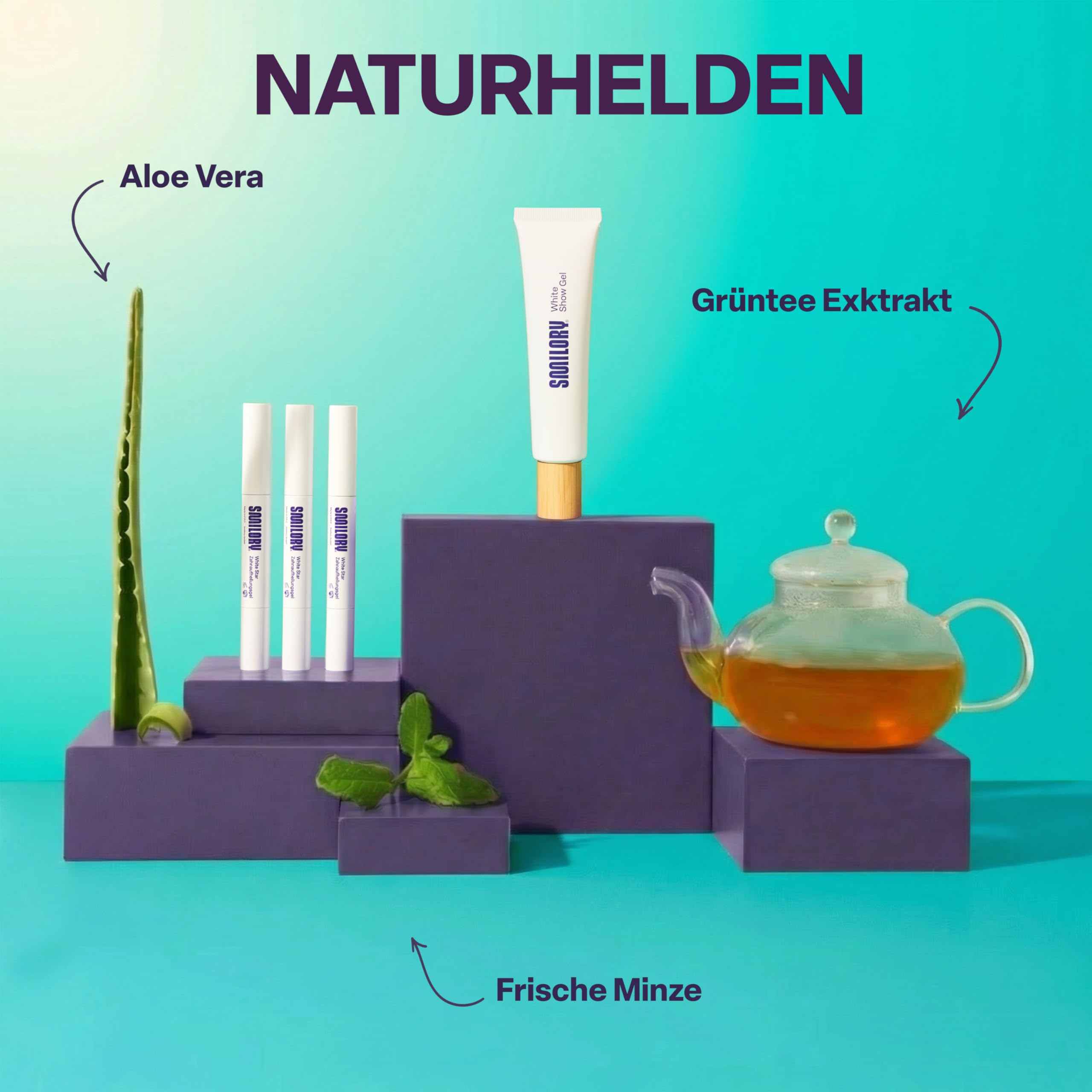 Smile Box - Kit professionale per sbiancamento dei denti bianchi - sbiancamento a lunga durata con aloe vera e olio di menta fresco