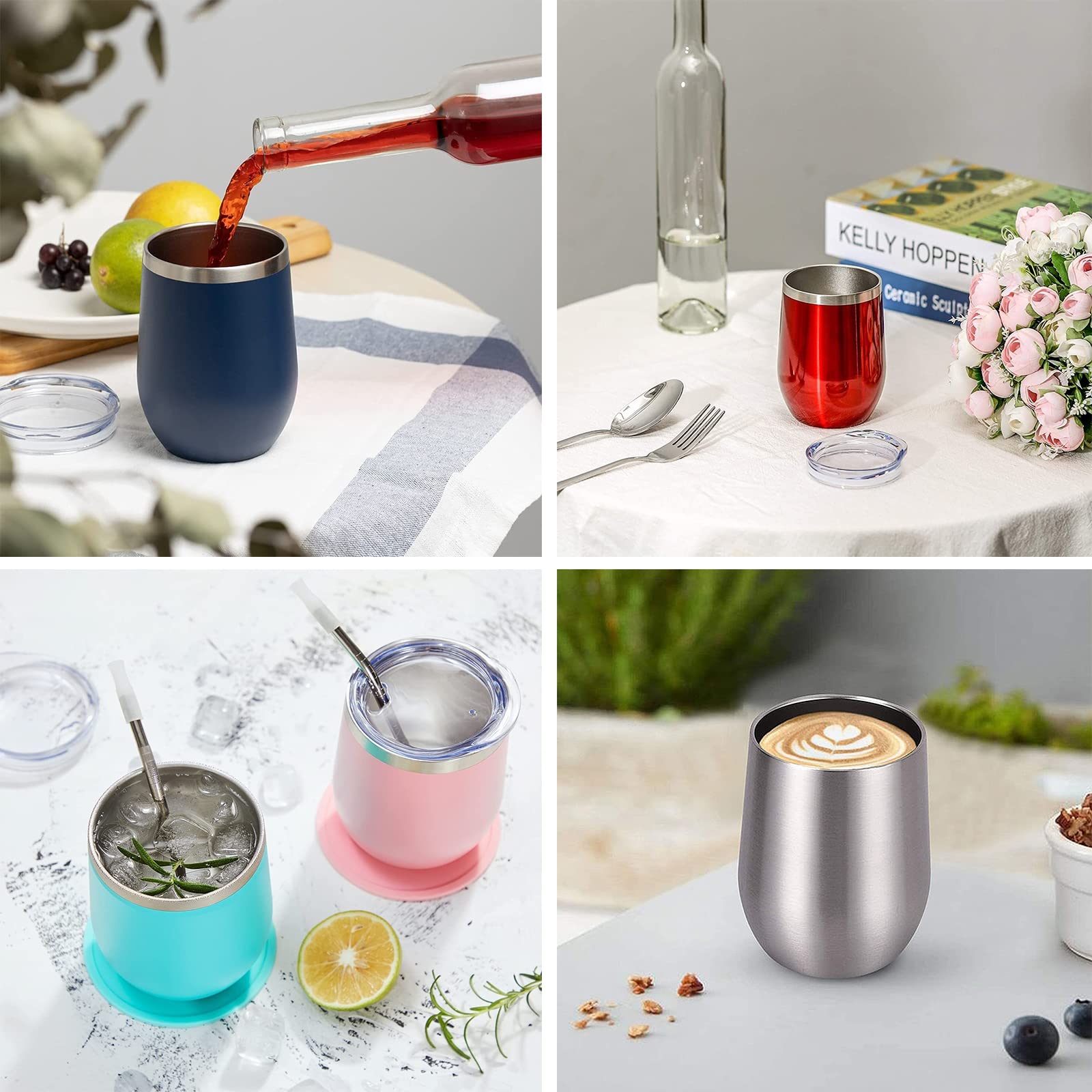 12oz Stainless Egg Cups, Stemless Wine Tumbler Vacuum Insulated Wine Travel  Tumbler Cups Coffee Mugs Tumbler Milk Cup with Seal Lids,C : Amazon.ca: Home