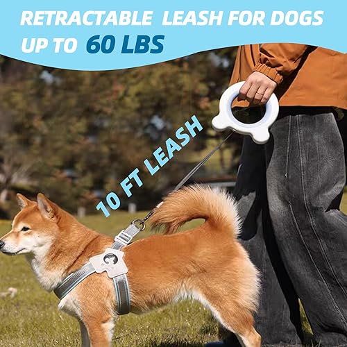 Miniatura 5 de Correa retráctil para perro, cuerda de nailon fuerte de 10 pies, freno de un botón, diseño manos libres y de mano, correa para perro para perros