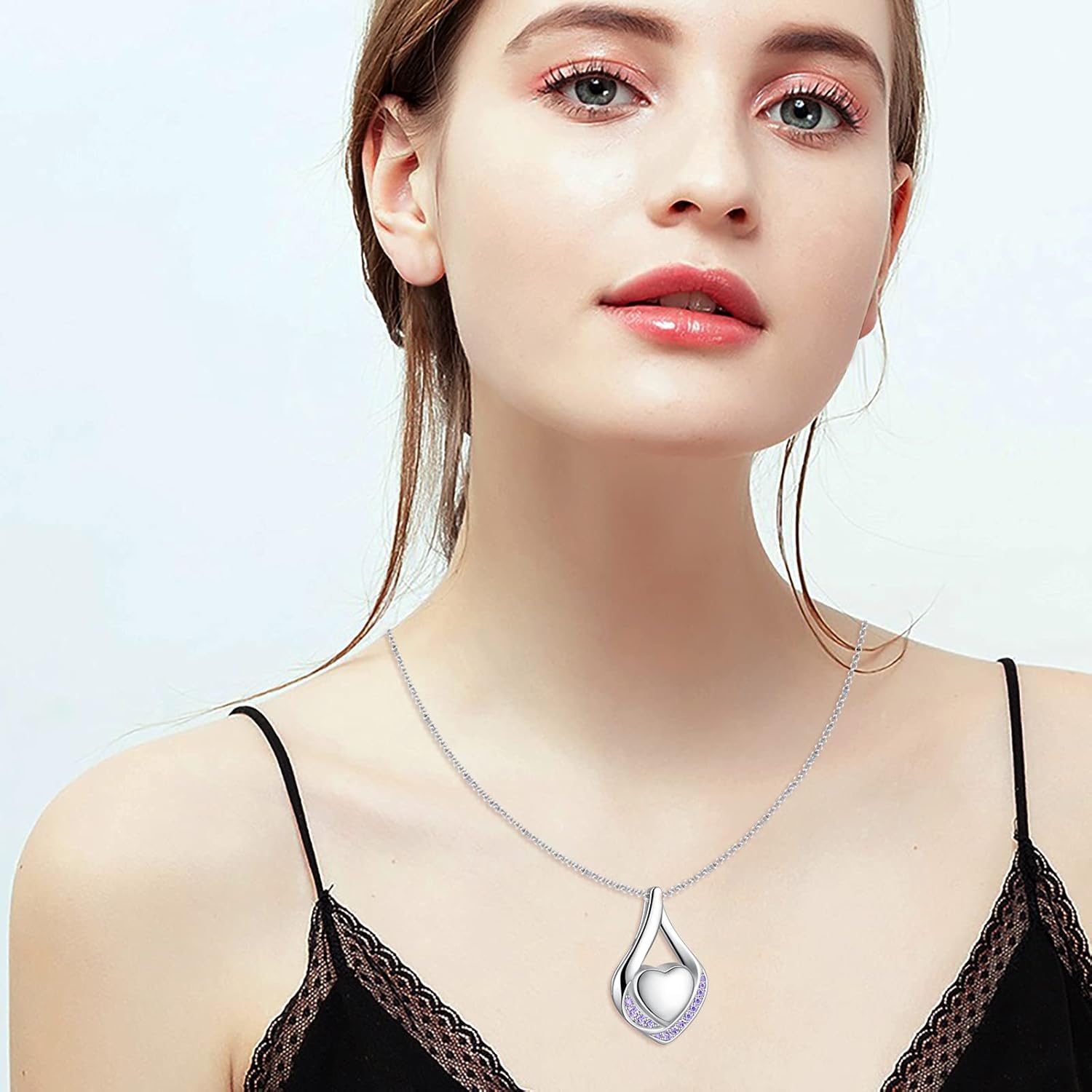Cremation Jewelry 925 Sterling Silver Teardrop Urn Necklace for Ashes Heart Shape Memorial Keepsake Pendant for Human Ashes for Women Gift - Image 2