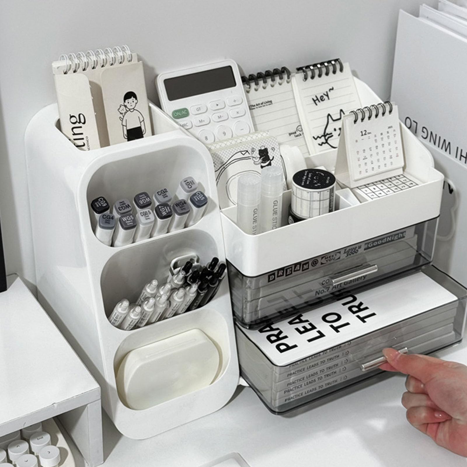 Scatola portaoggetti per Trucco in plastica Elegante capacità Organizzatore per cassetti da Tavolo a 3 Strati per Cosmetici Forniture per Ufficio Organizzatore per Trucchi