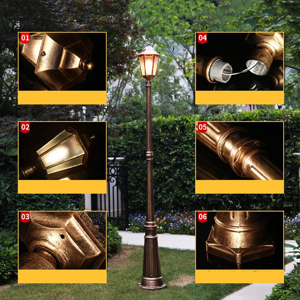 Farola de Poste Alto para Exteriores, Estilo Europeo, para jardín, IP54, Impermeable, Tipo bolardo, Columna, para Patio comunitario, Carretera, Paisaje, Pilar de alumini,Bronze_2.1m