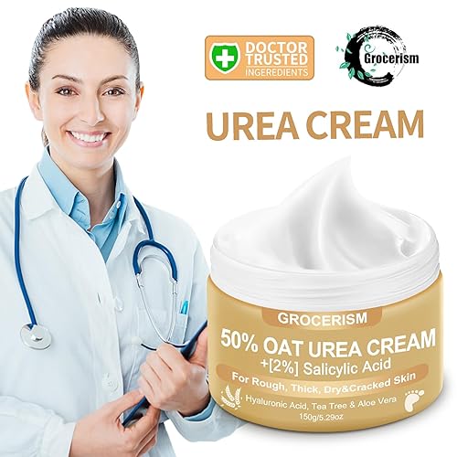 Miniatura 3 de Grocerism Crema de urea de avena 50 por ciento para pies, máxima fuerza, 5.29 onzas y 2% de ácido salicílico, crema para pies y manos incluida ácido