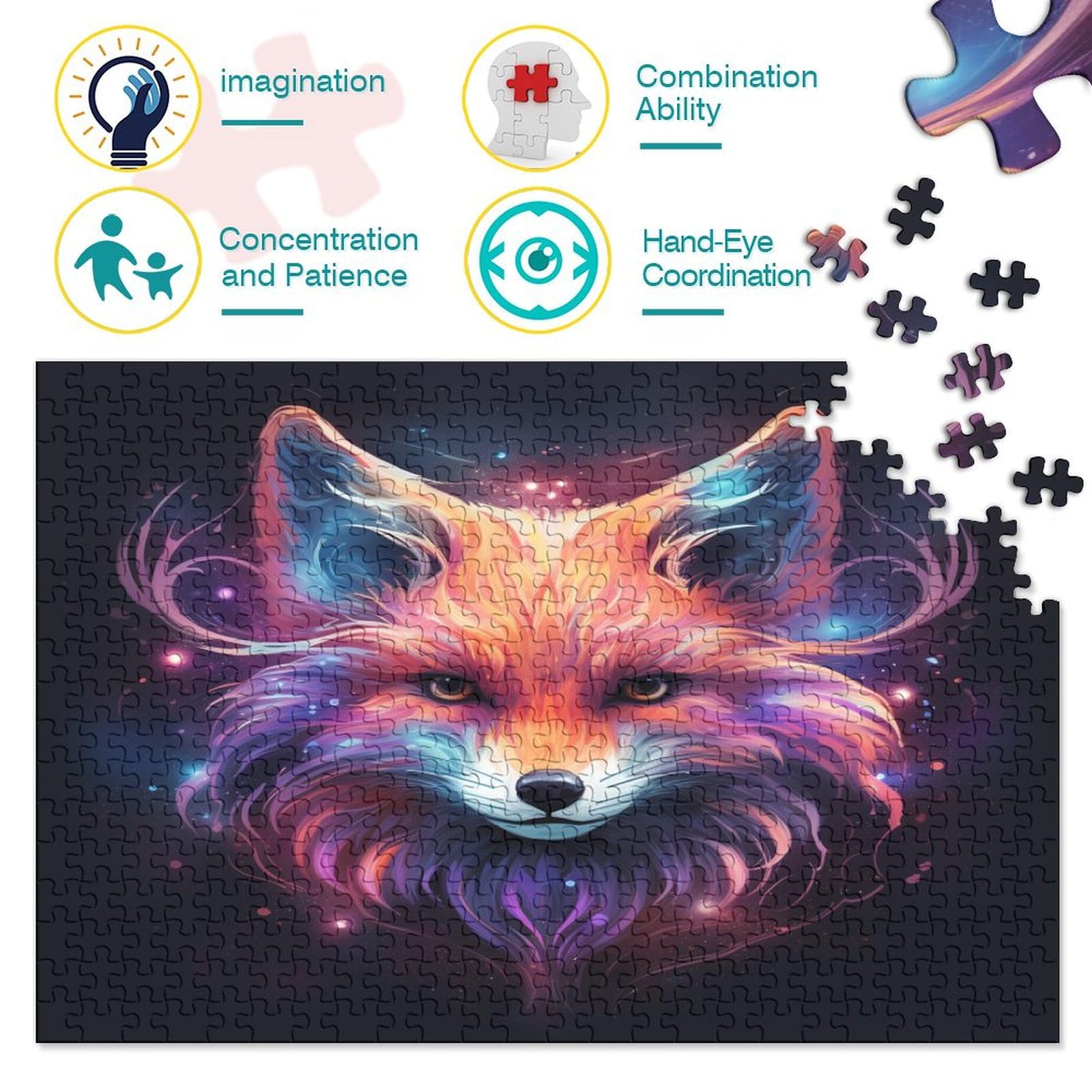 Fox Jigsaw Puzzle Puzzle 1000 sztuk do dekoracji domu gra edukacyjna dla domu i dorosłych 1000 sztuk puzzle wyzwanie zabawka 1000 sztuk 1000 sztuk (75 x 50 cm)