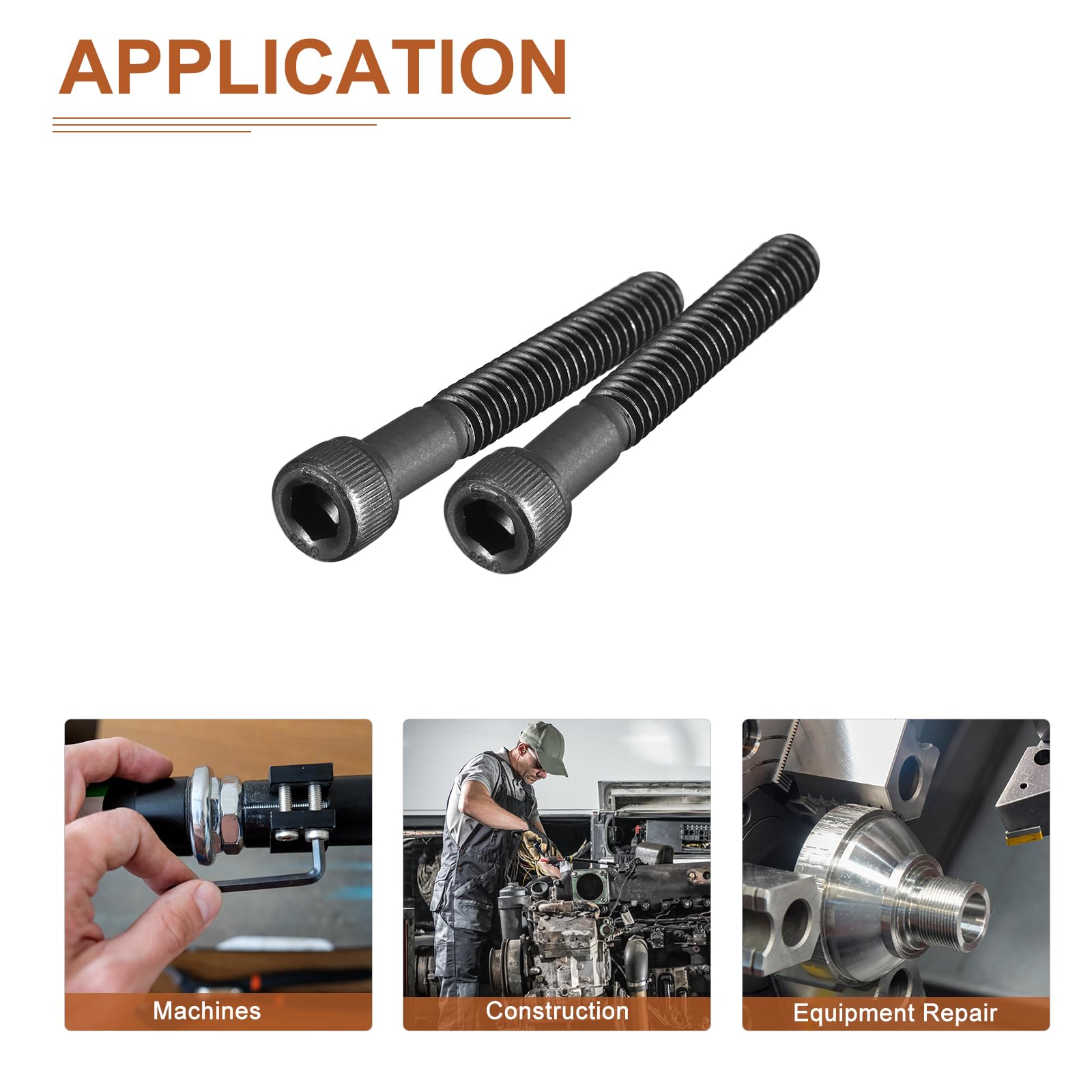 5 Viti A Testa Cilindrica Esagonale 3/8-16 X 3-1/4 Pollici &ndash; Acciaio Legato Nero, Filettatura USA