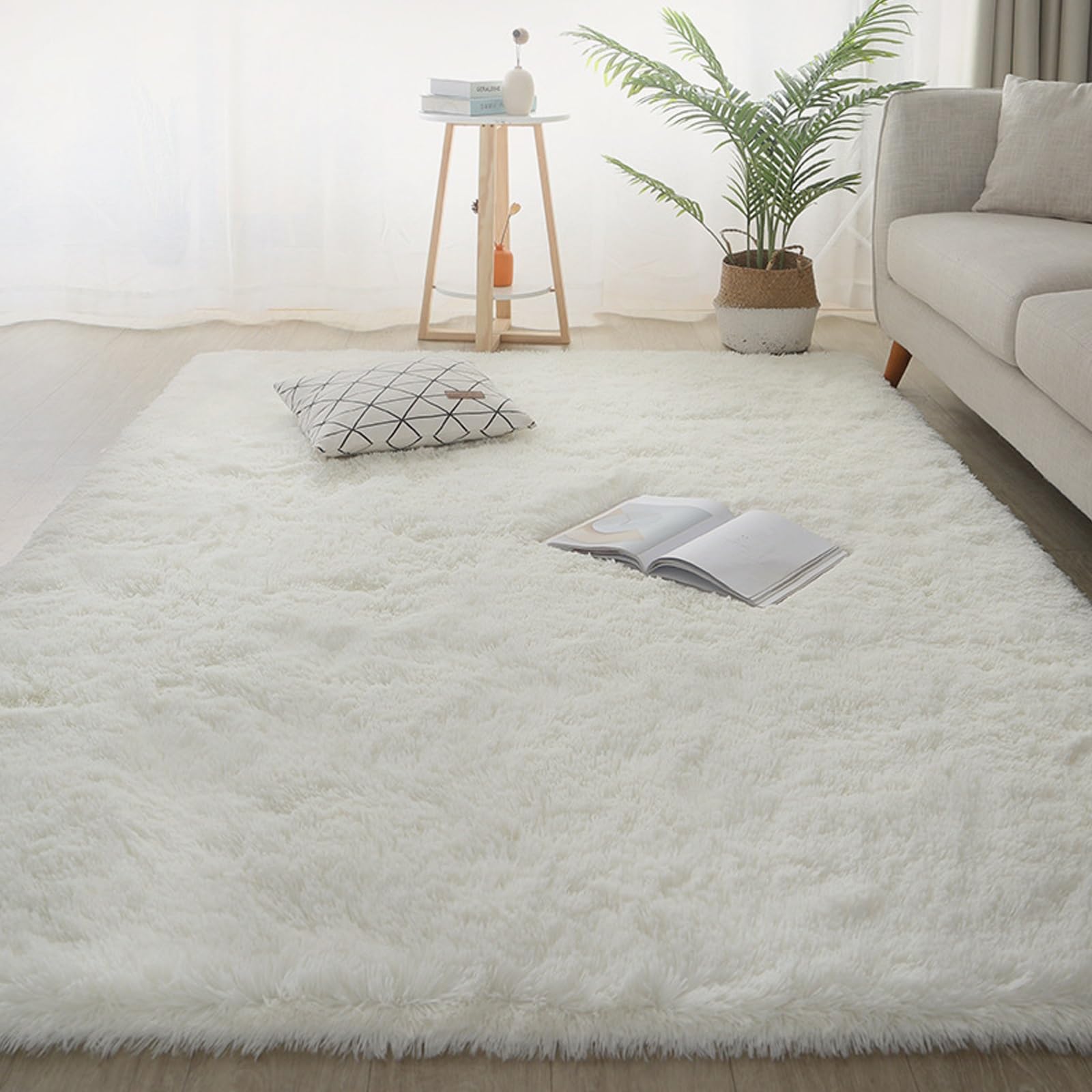 Tapis de salon moderne blanc doux et antidérapant intérieur