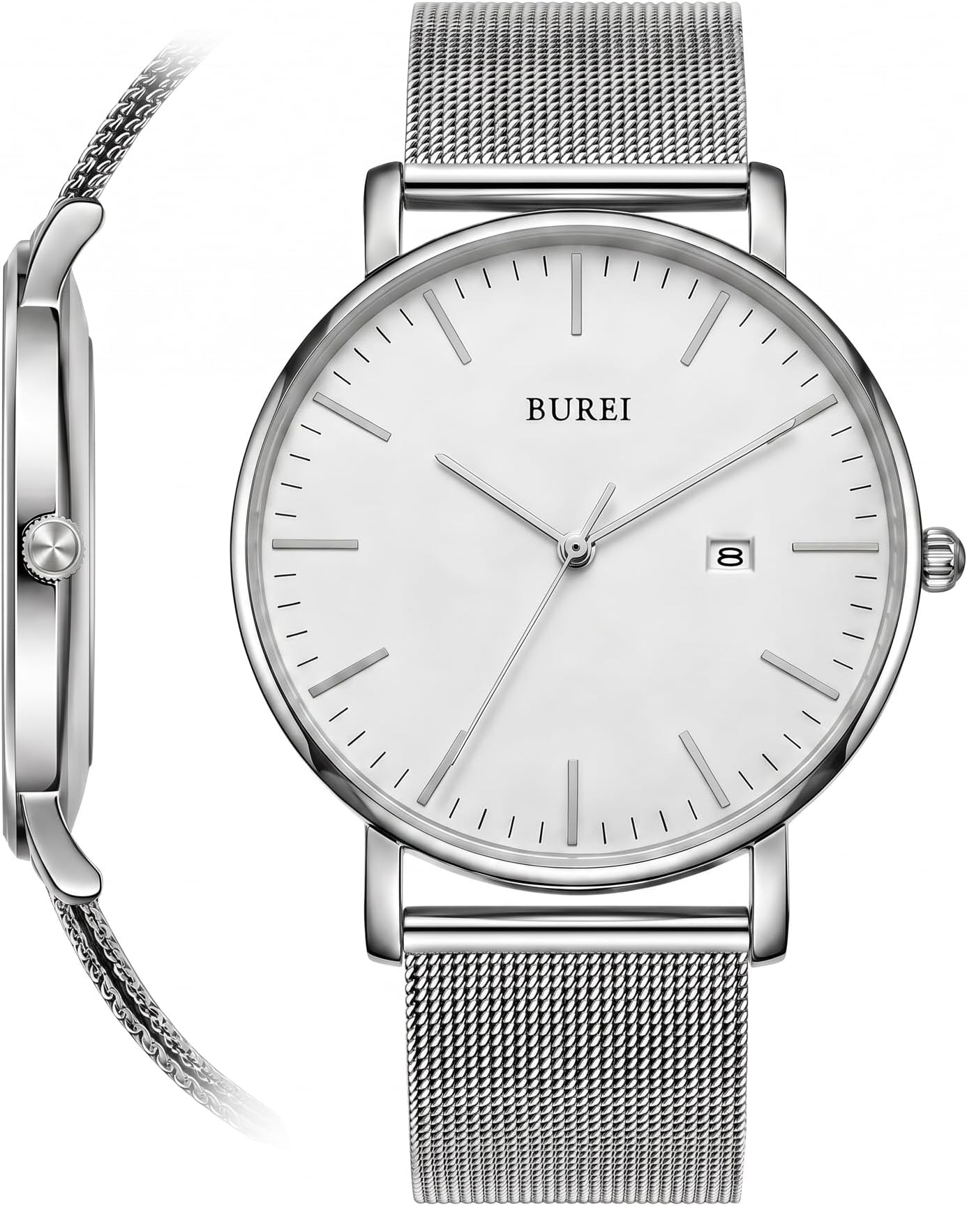 Ultra Thin Minimalist Men Watches, Leather or Stainless Steel Mesh Band, Analog Waterproof Casual Business Wristwatch, Gift for Father