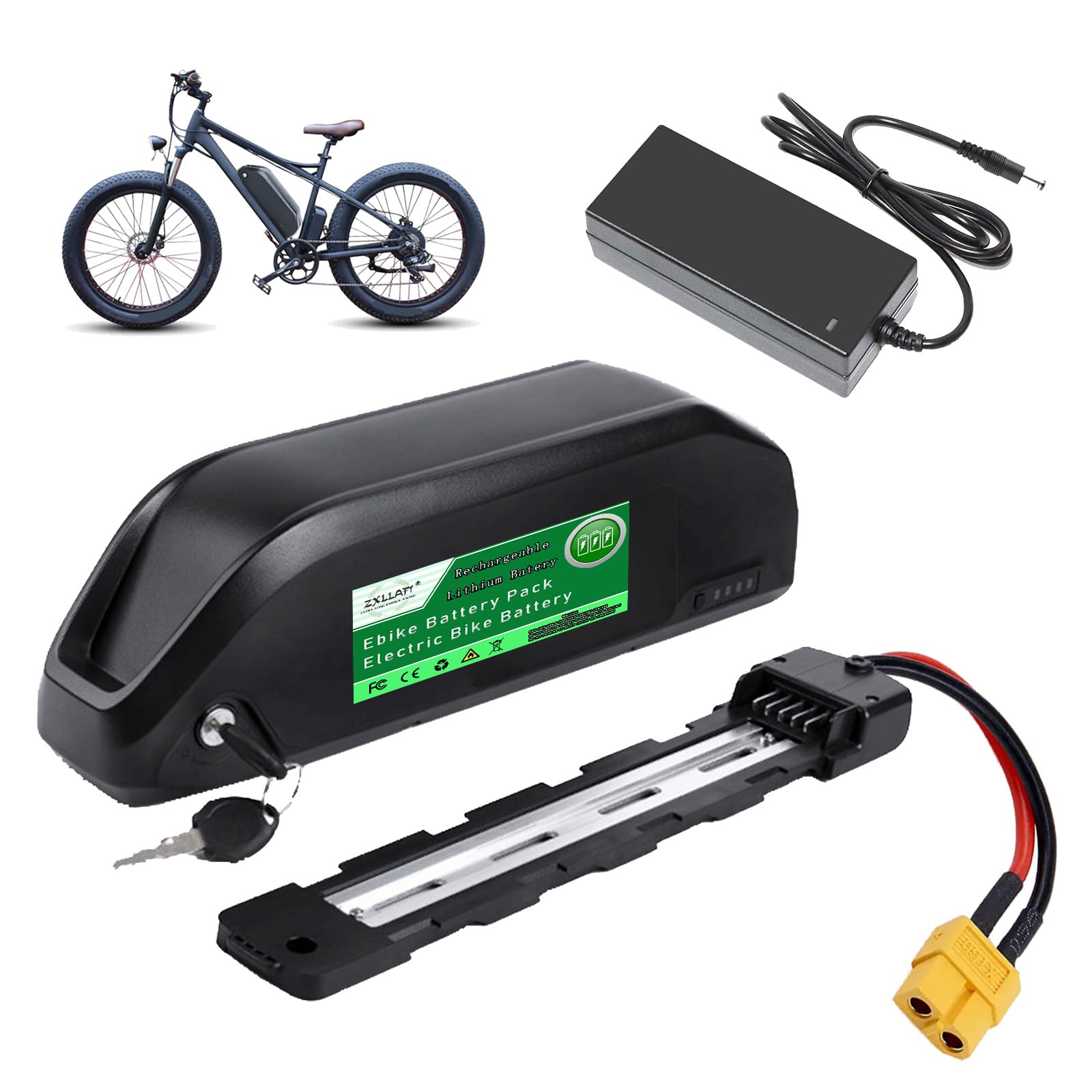 Lithiumbatterie 36V E-Bike-Akku 48V Ersatzbatterien 52V Elektrofahrradbatterien mit BMS, Ladegerät, Diebstahlsicherung, Betriebsanzeige und 5-Pin-Entladesockel