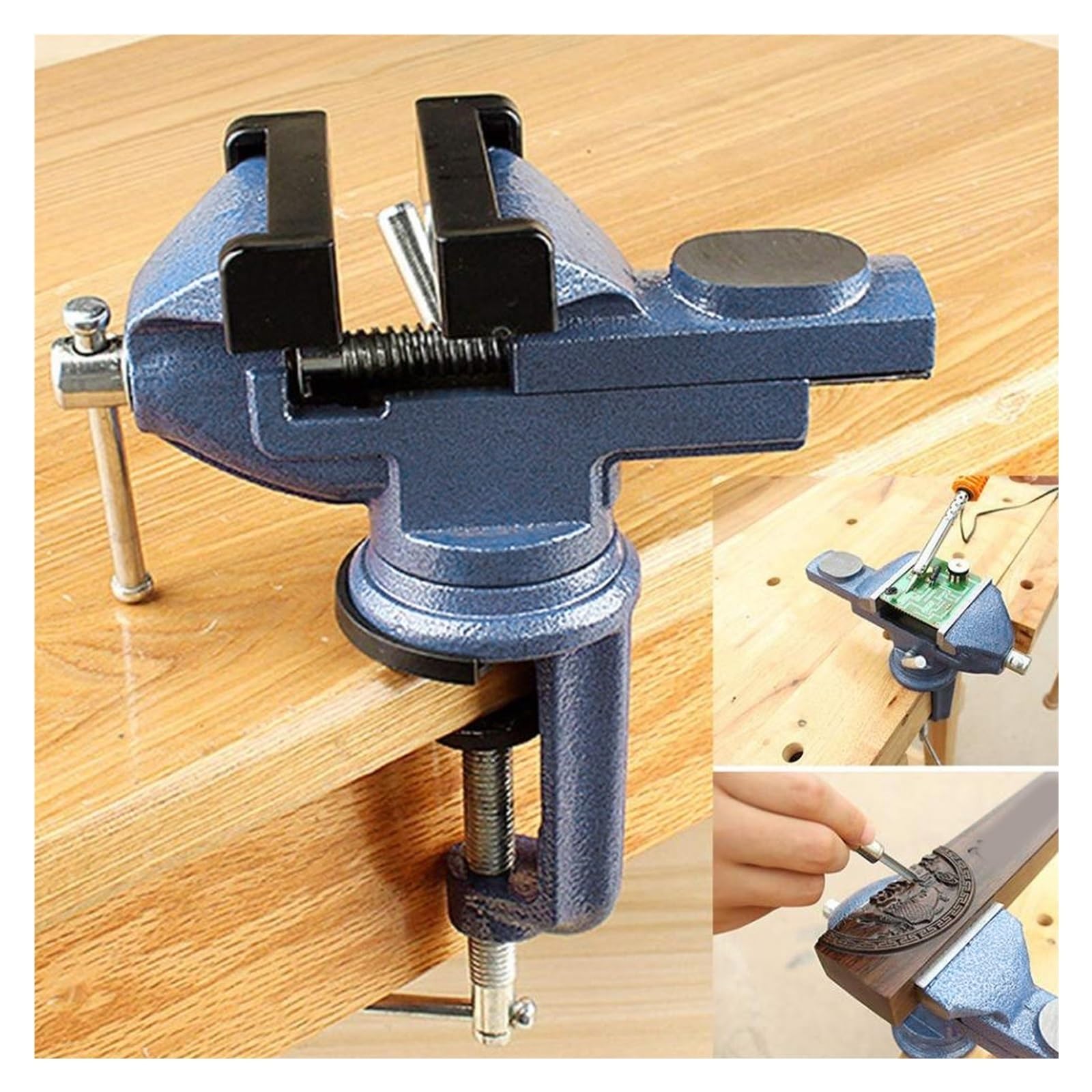 Étau De Table 2 Pouces, Pince Sur Établi, Base Rotative À 360 Degrés, Travail Du Bois Réglable Structure Précise Utilisation Polyvalente