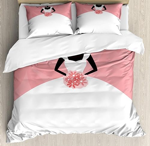 Miniatura 17 de Ambesonne Jukebox Duvet Cover Set, Digital Retro Print Party Themed Old Antique Music Radio, Decorative 3 Piece Bedding Set with 2 Pillow Shams,