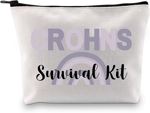 G2TUP Crohns Disease Concientización Regalo Crohns Survival Kit Bolsa de Maquillaje Colitis Guerrero Bolsa Cosmética Regalo Enfermedad Crónica