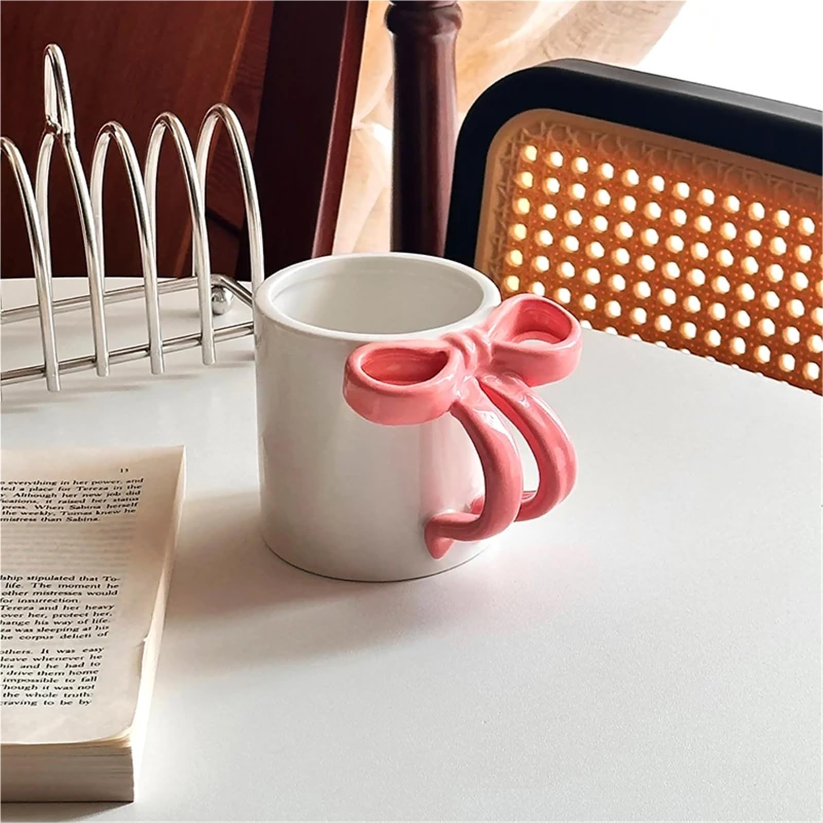 2PCS Bogen Griff Becher Keramik Frühstück Haferflocken Milch Tasse Haushalts Kaffee Tasse Paar Tasse 260ml für Kaffee