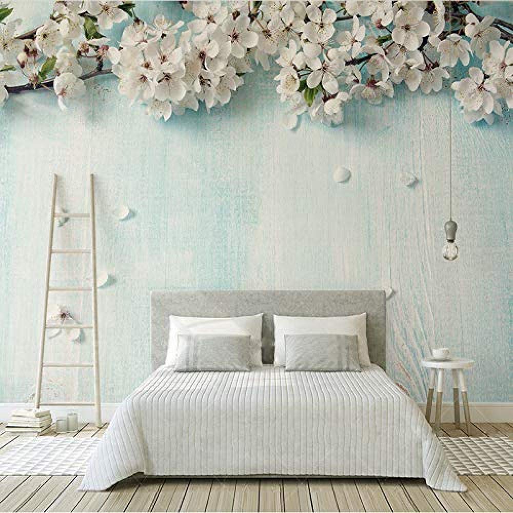 Buy Custom Photo Wallpaper 3D Fresh Blue Wood Cherry Blossom Living