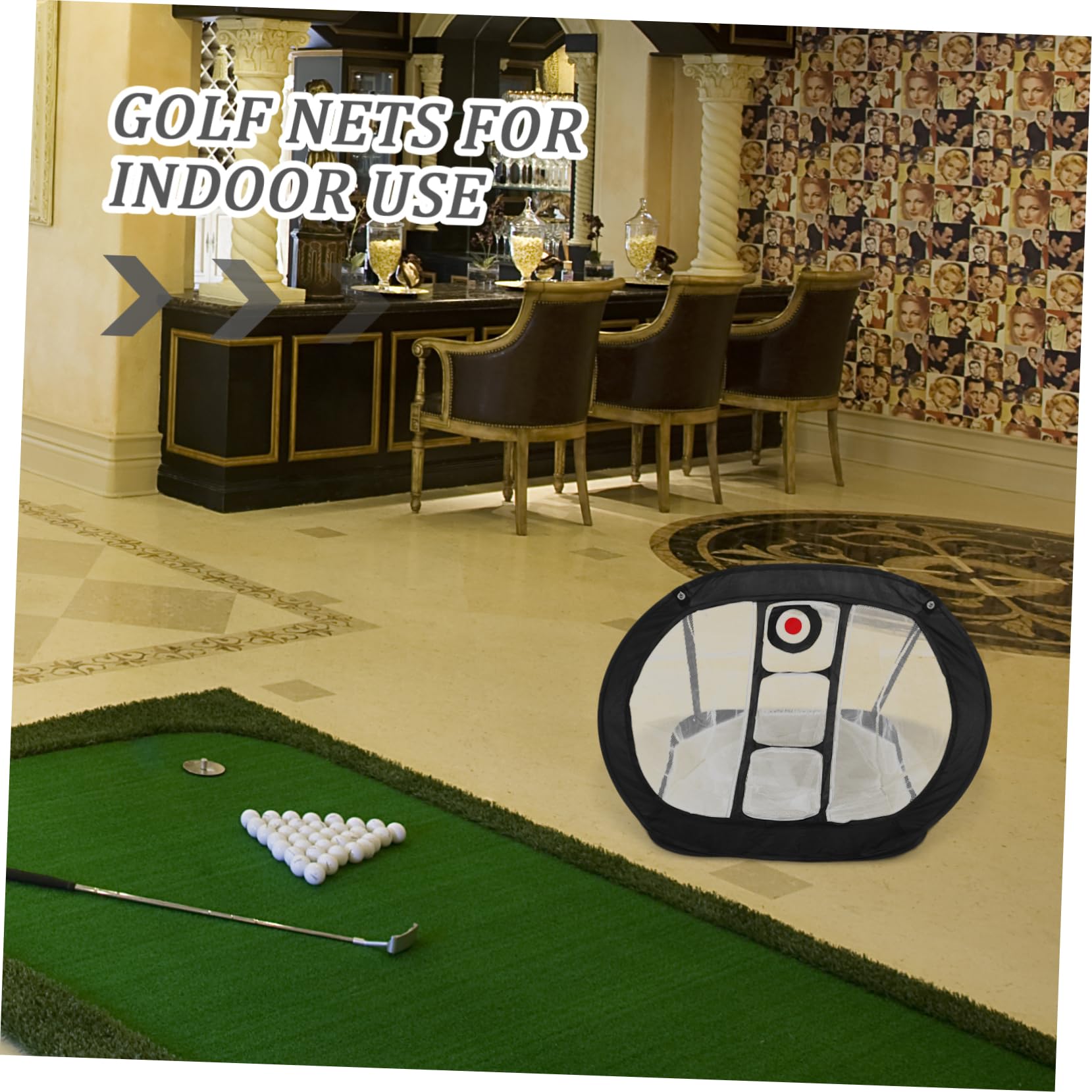 Golf Chipping Netz für Indoor Training, Schwarz, Tragbar