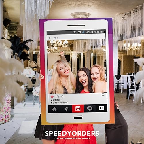 Miniatura 2 de Personalizar el teléfono celular Social Media Frame Photo Stand Prop - tamaños 36x24, 48x36; Fiesta personalizada Social Banner Decoración para el