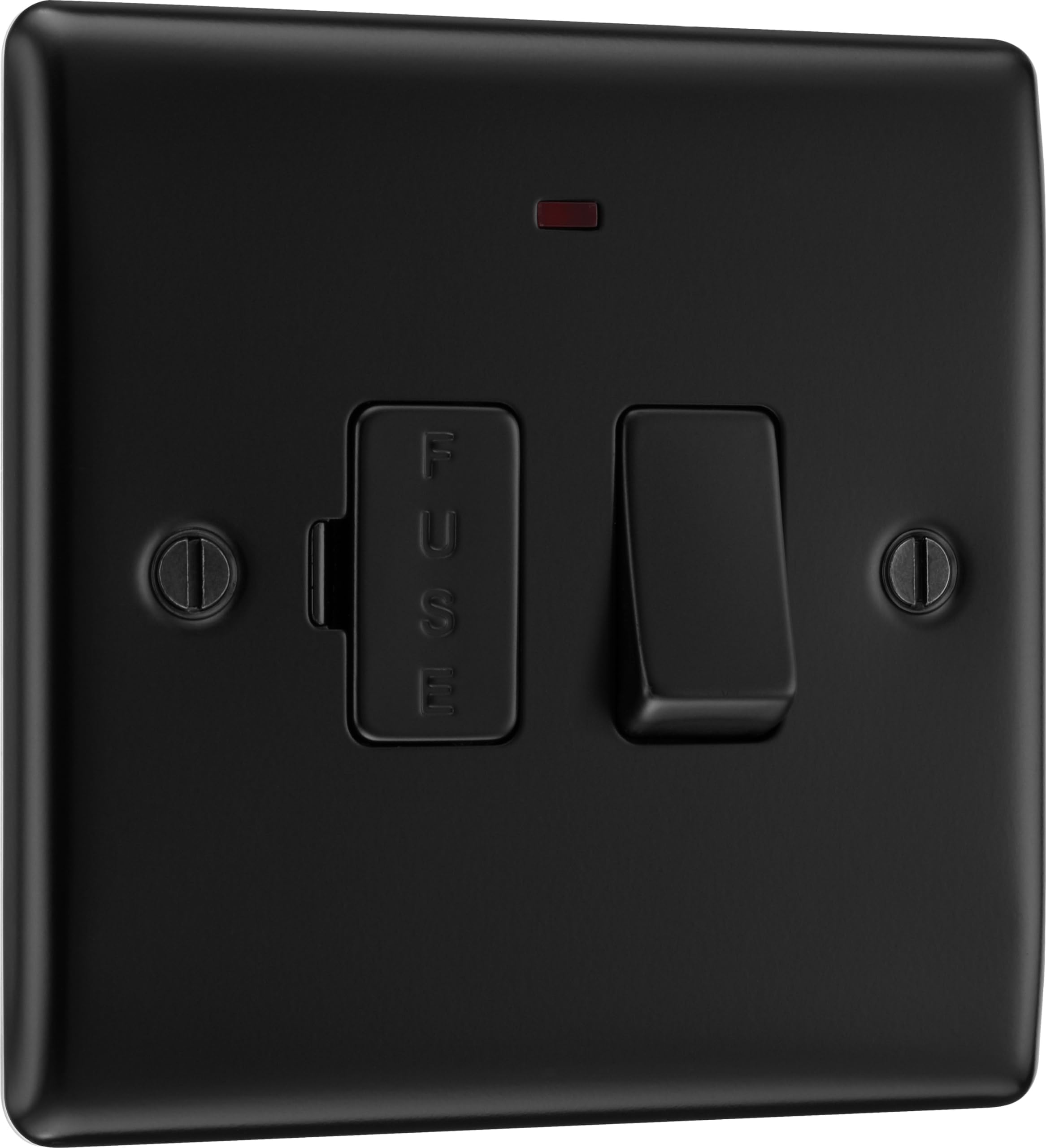 BG Electrical Switched Fused Connection Unit with LED Power Indicator, Fused Spur Switch, Double Pole, Raised and Slim Profile, Round Edges, Nexus Metal, Matt Black, 13A, NFB52