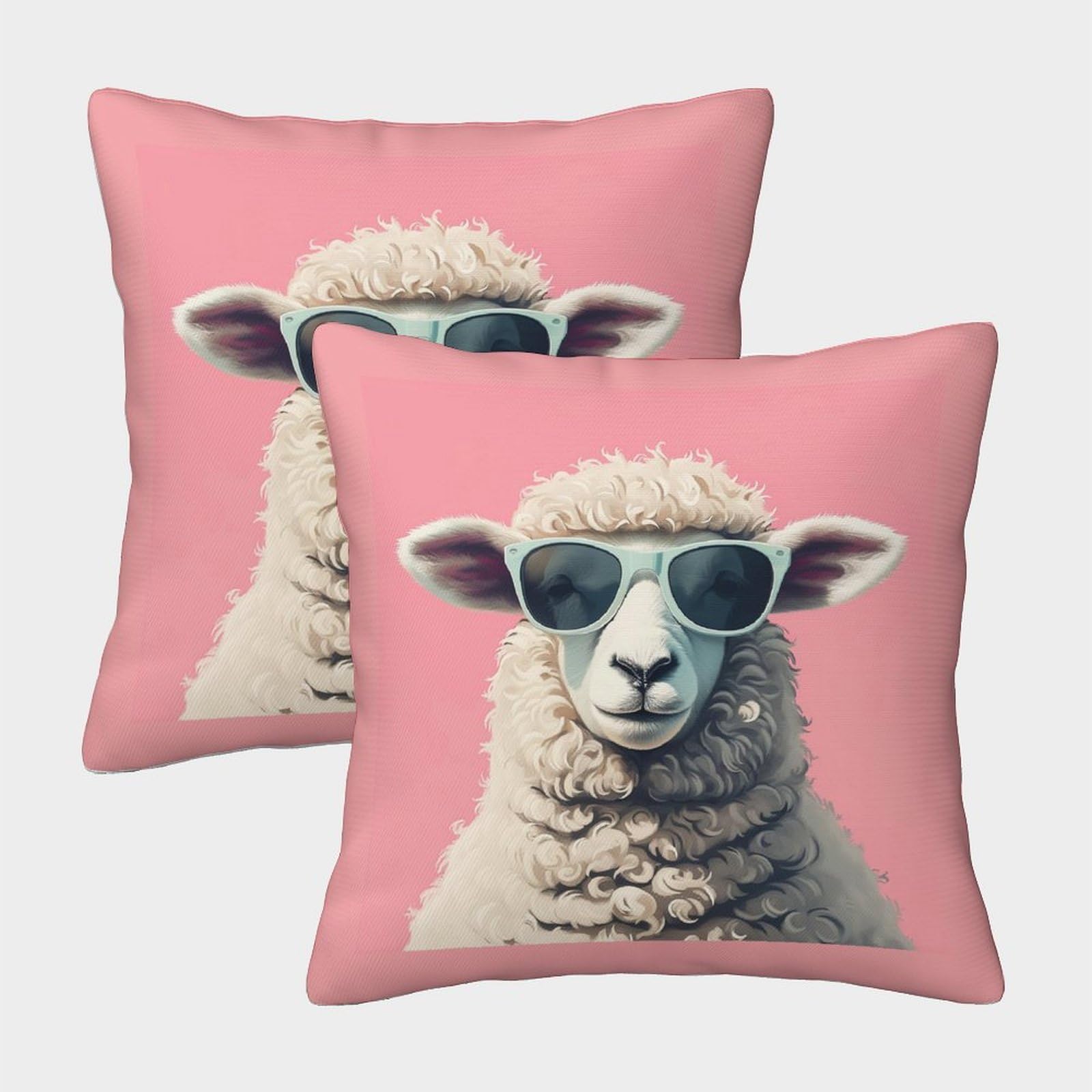 Handsome Sheep 2 Packs Colorful Printed Square Throw Pillow Case Cushion Cover for Home Sofa Art Deco Modern Present Throw 40x40cm
